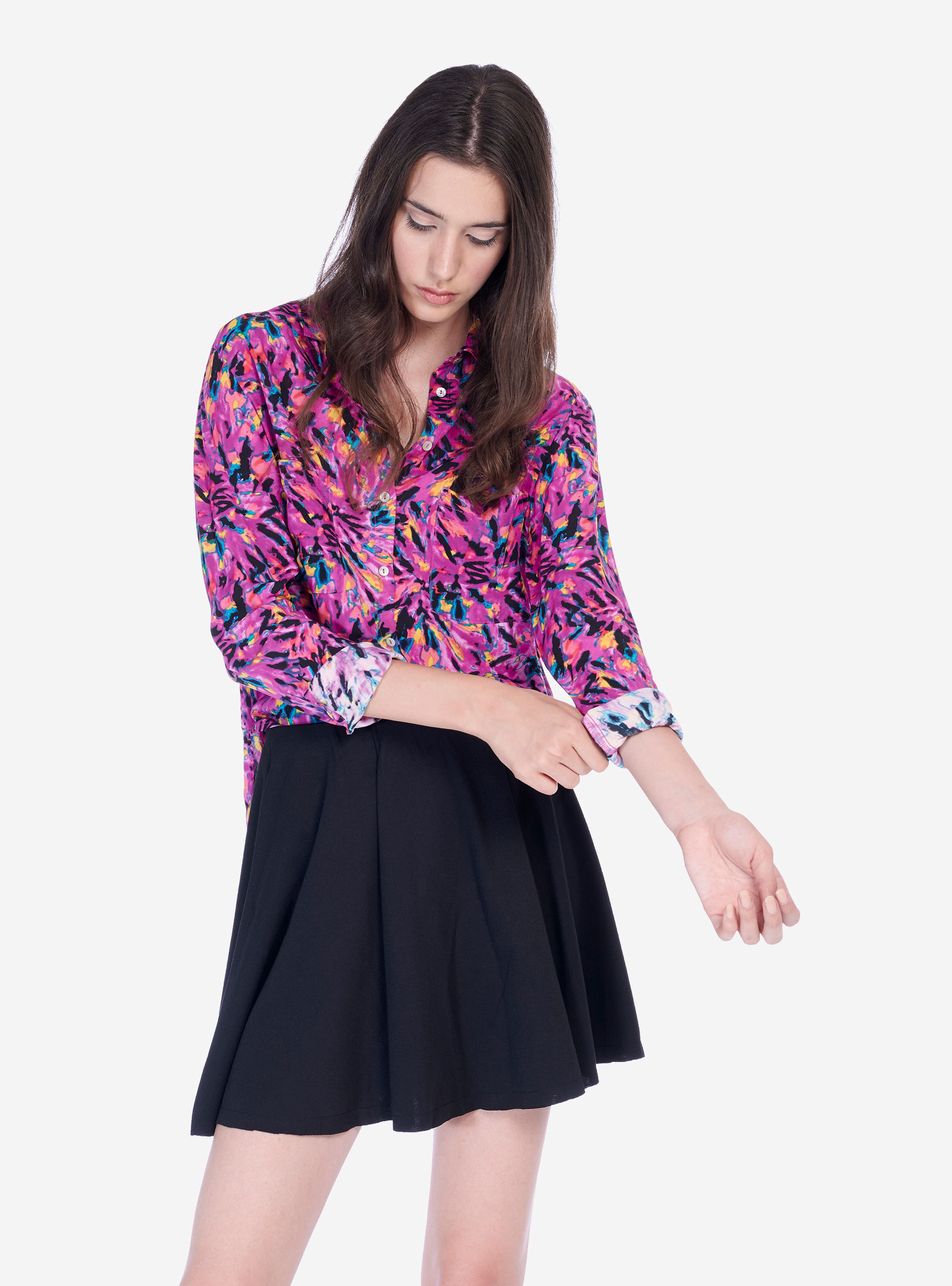 CAMISA ESTAMPADA DE MANGA LARGA, MULTICOLORE