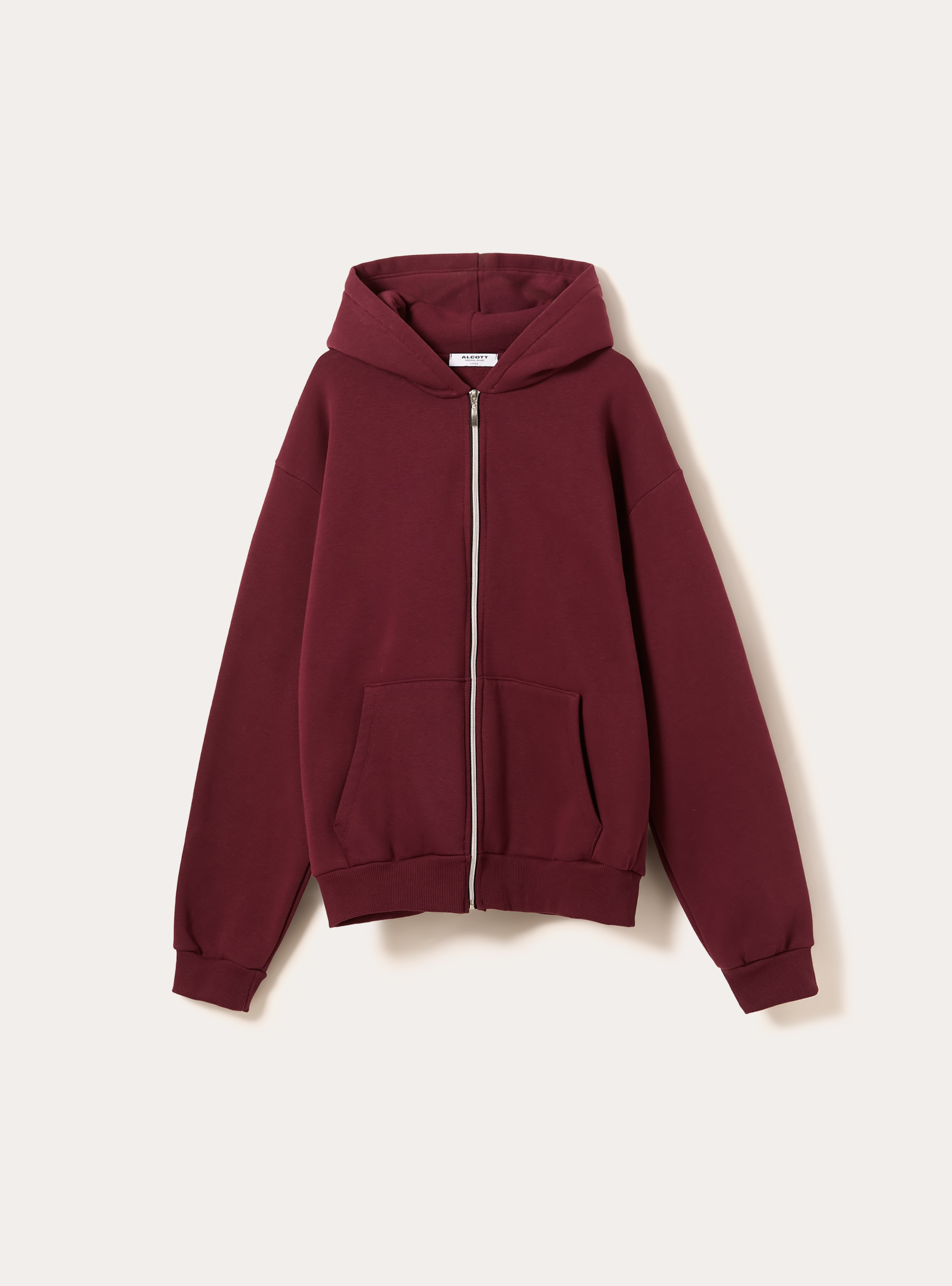 Boxy fit zip-up hoodie, BO1 BORDEAUX DARK