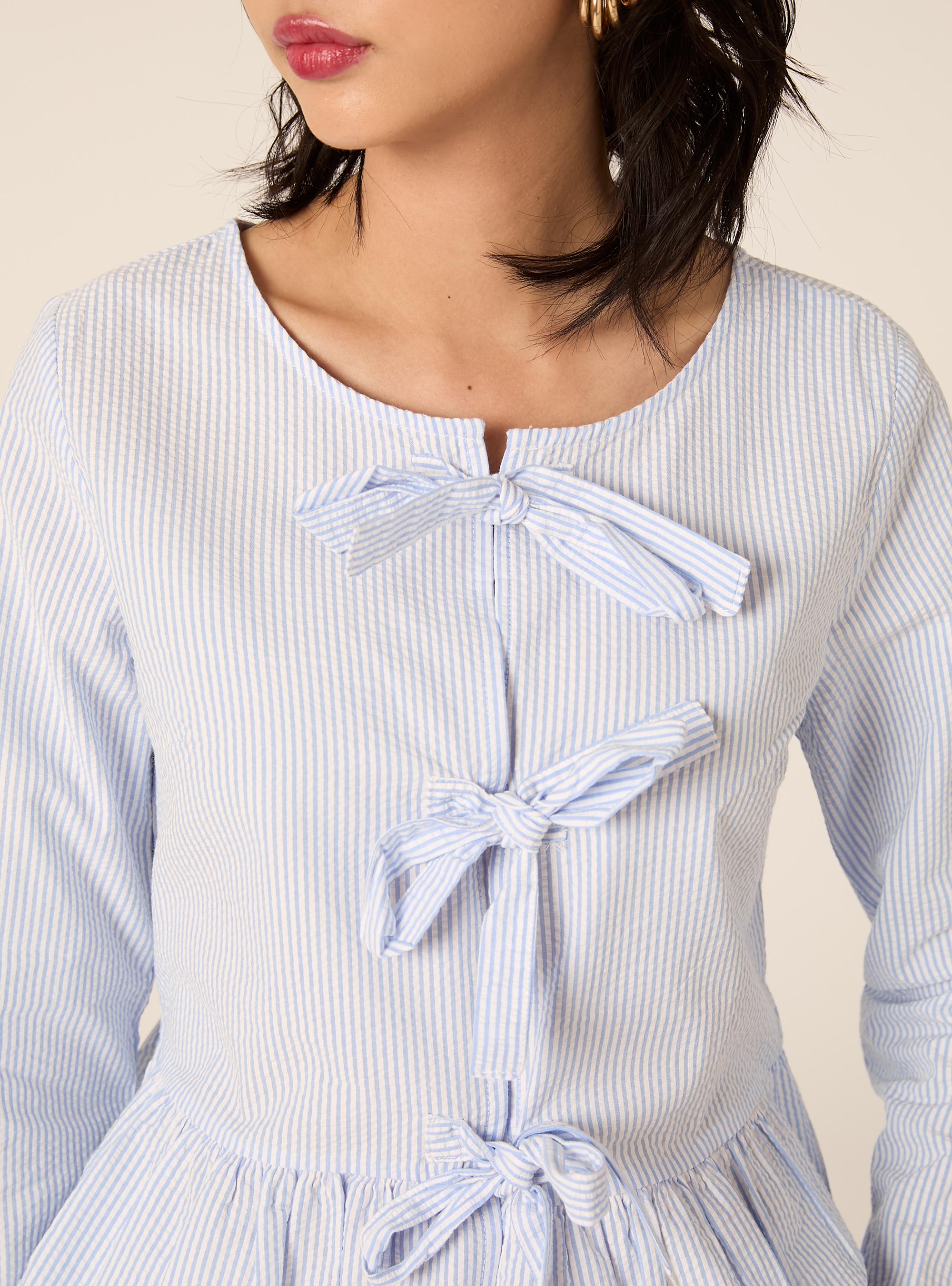Striped blouse, AZ2 AZURE MEDIUM