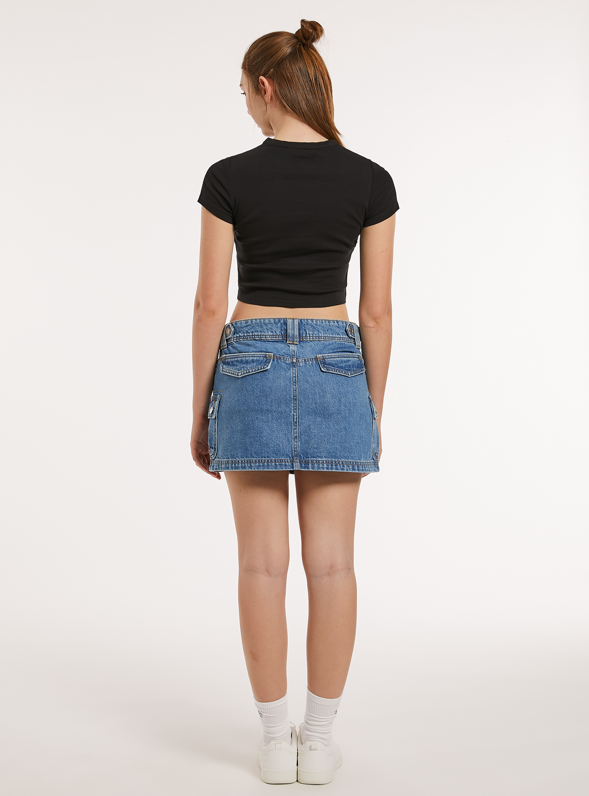 Denim cargo skirt, D003 MEDIUM BLUE