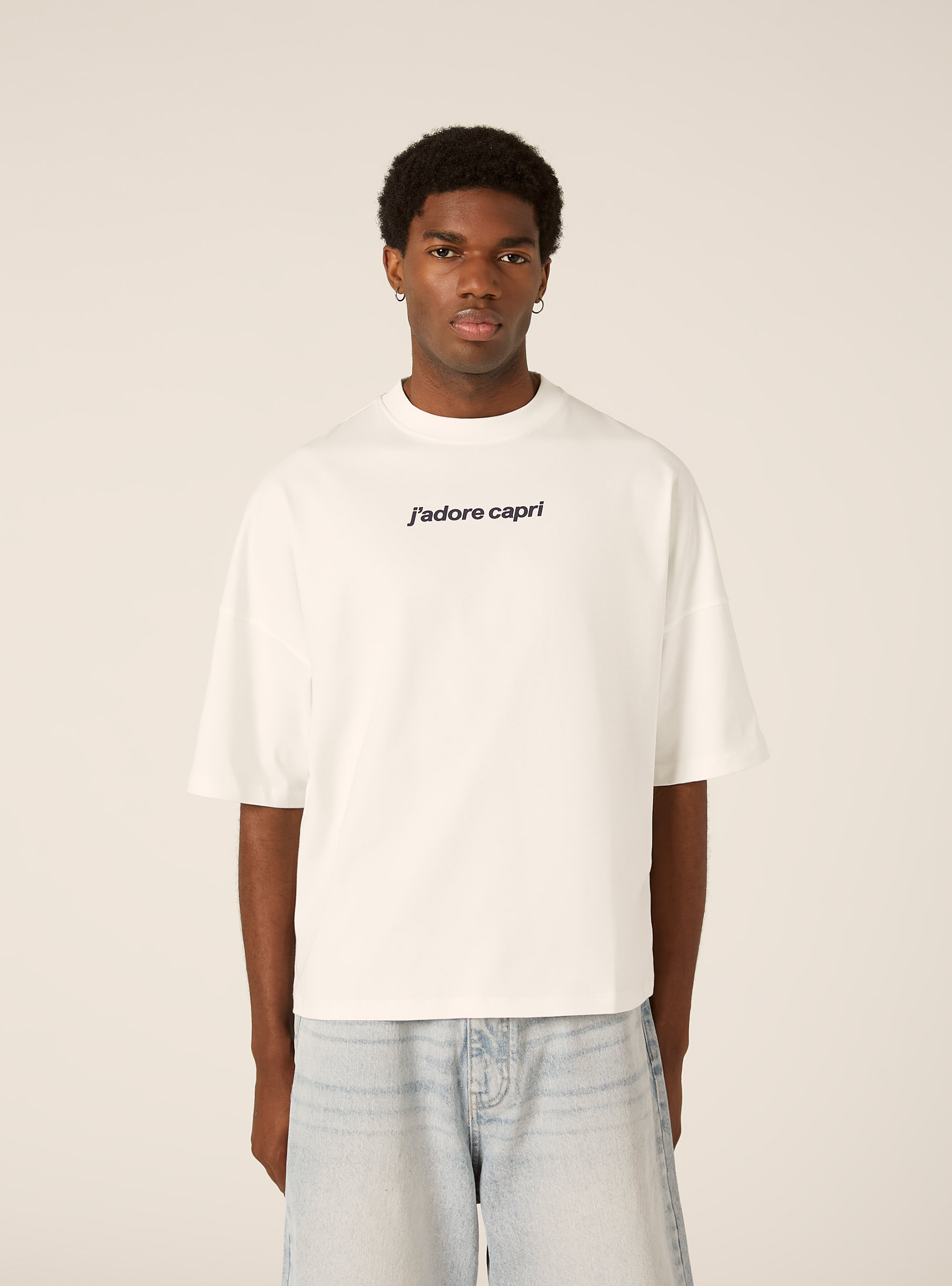 T- shirt base boxy con stampa capri, WH1 OFF WHITE