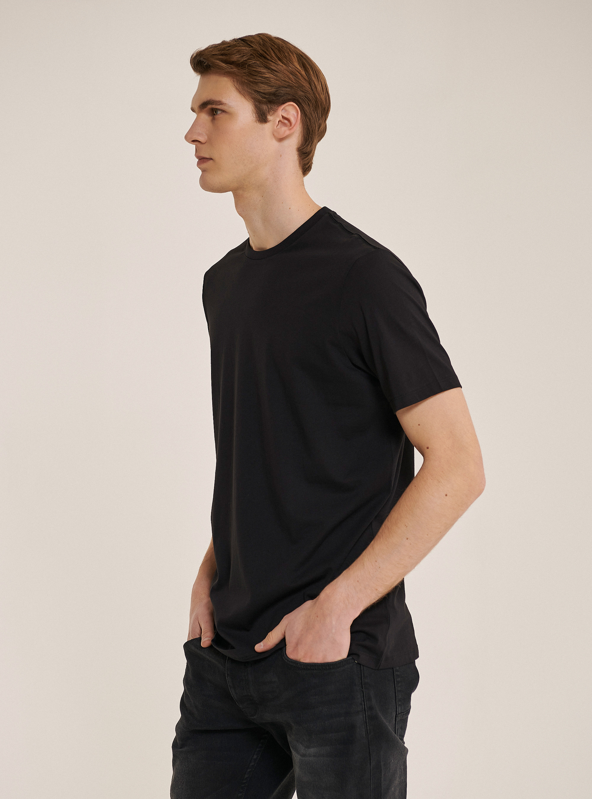Basic T-shirt in Superior Pima cotton, BK1 BLACK