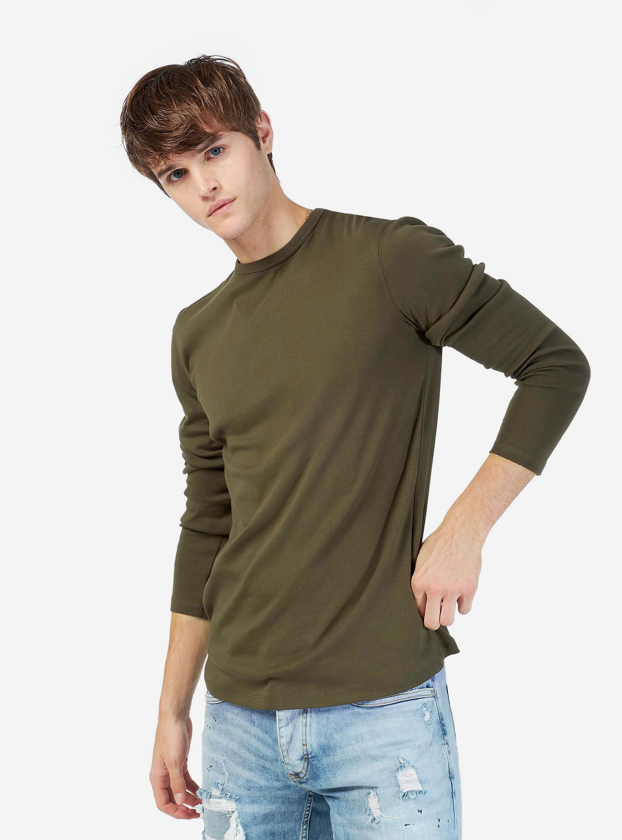 Basic t-shirt 100% cotton comfort fit, C5587 KAKY