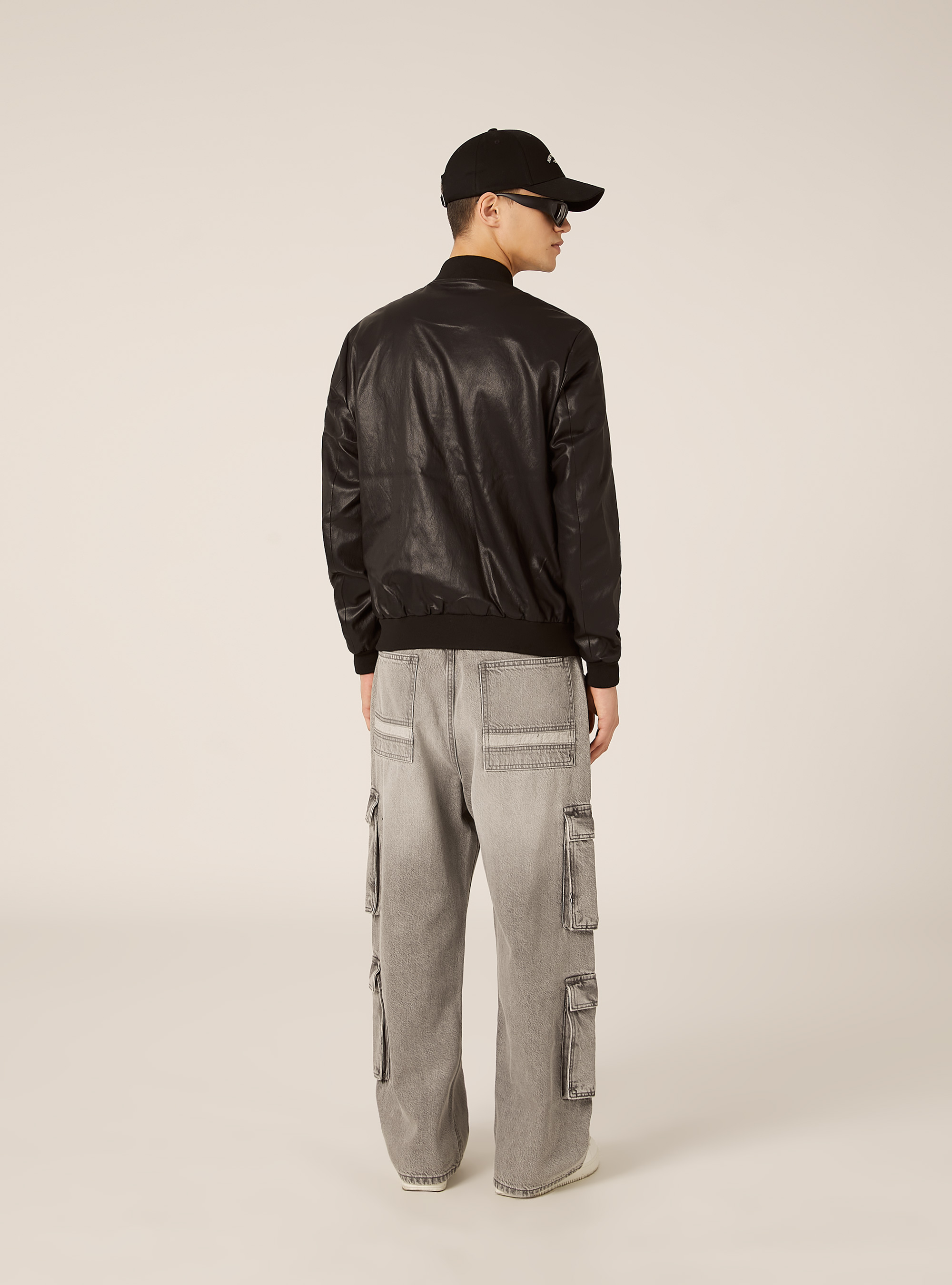 Bomber effetto pelle, BK1 BLACK