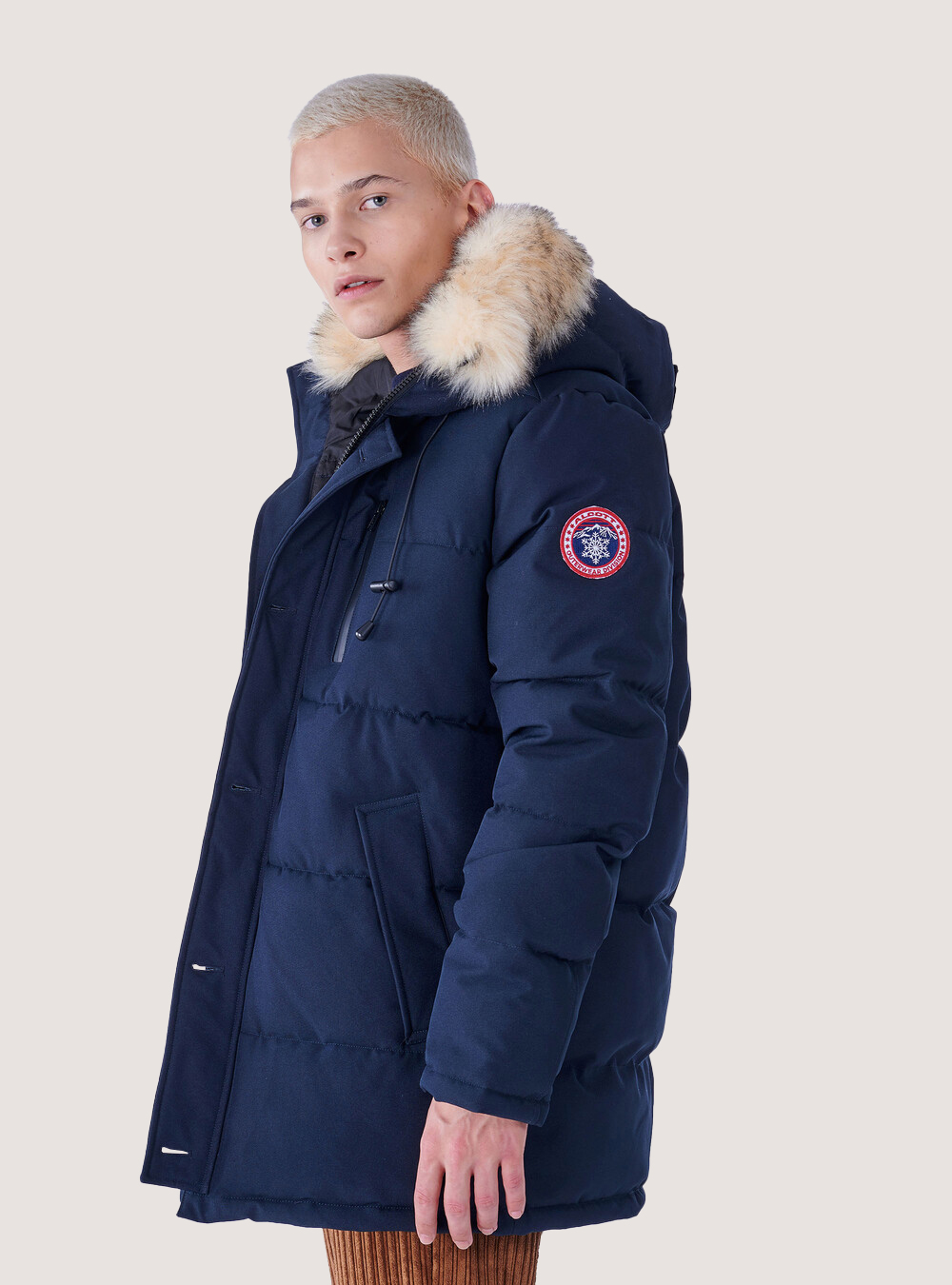PADDED LONG JACKET WITH HOOD, C2271  BLUE NAVY