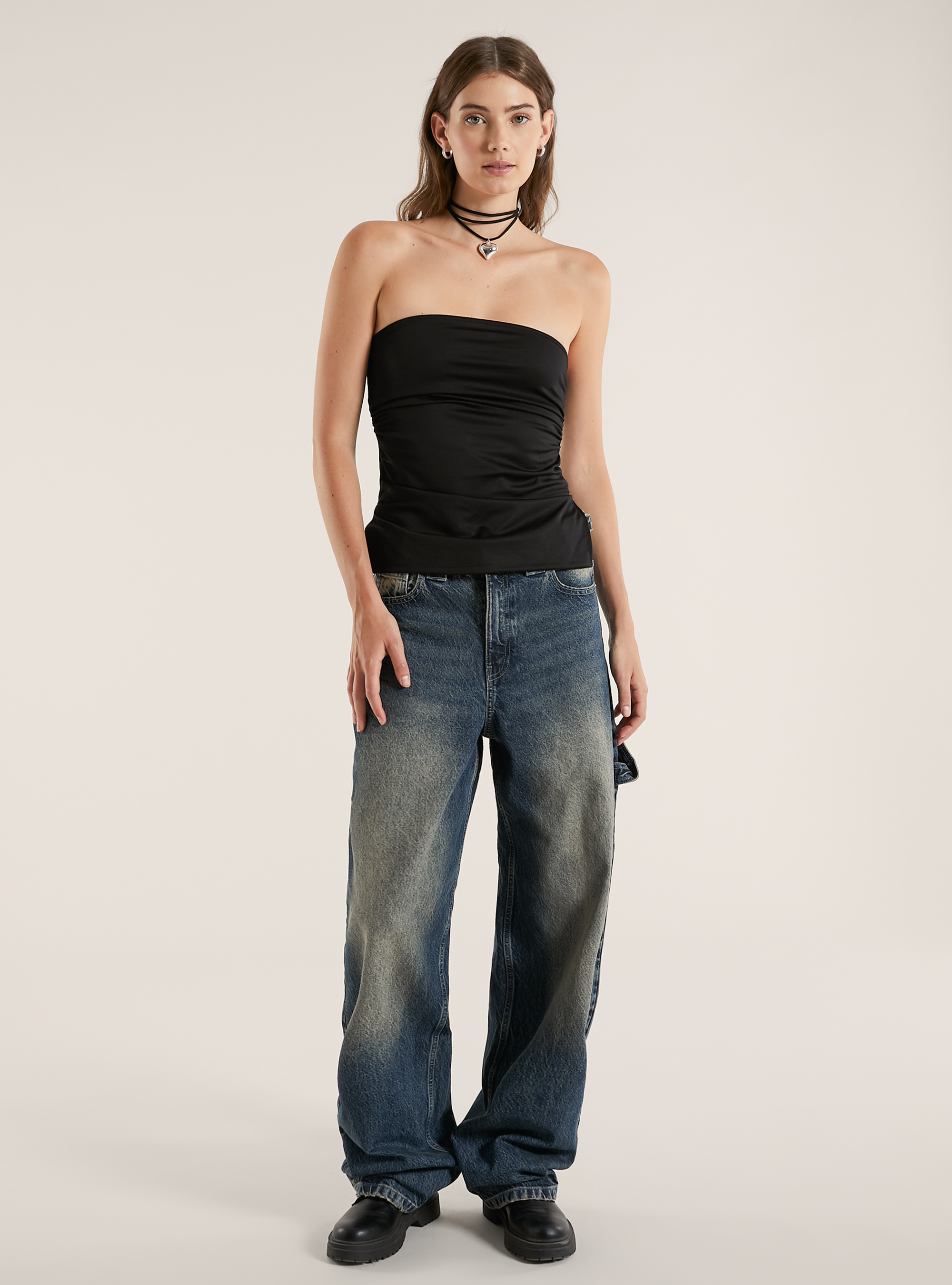 Top a fascia con spacchi laterali, BK1 BLACK