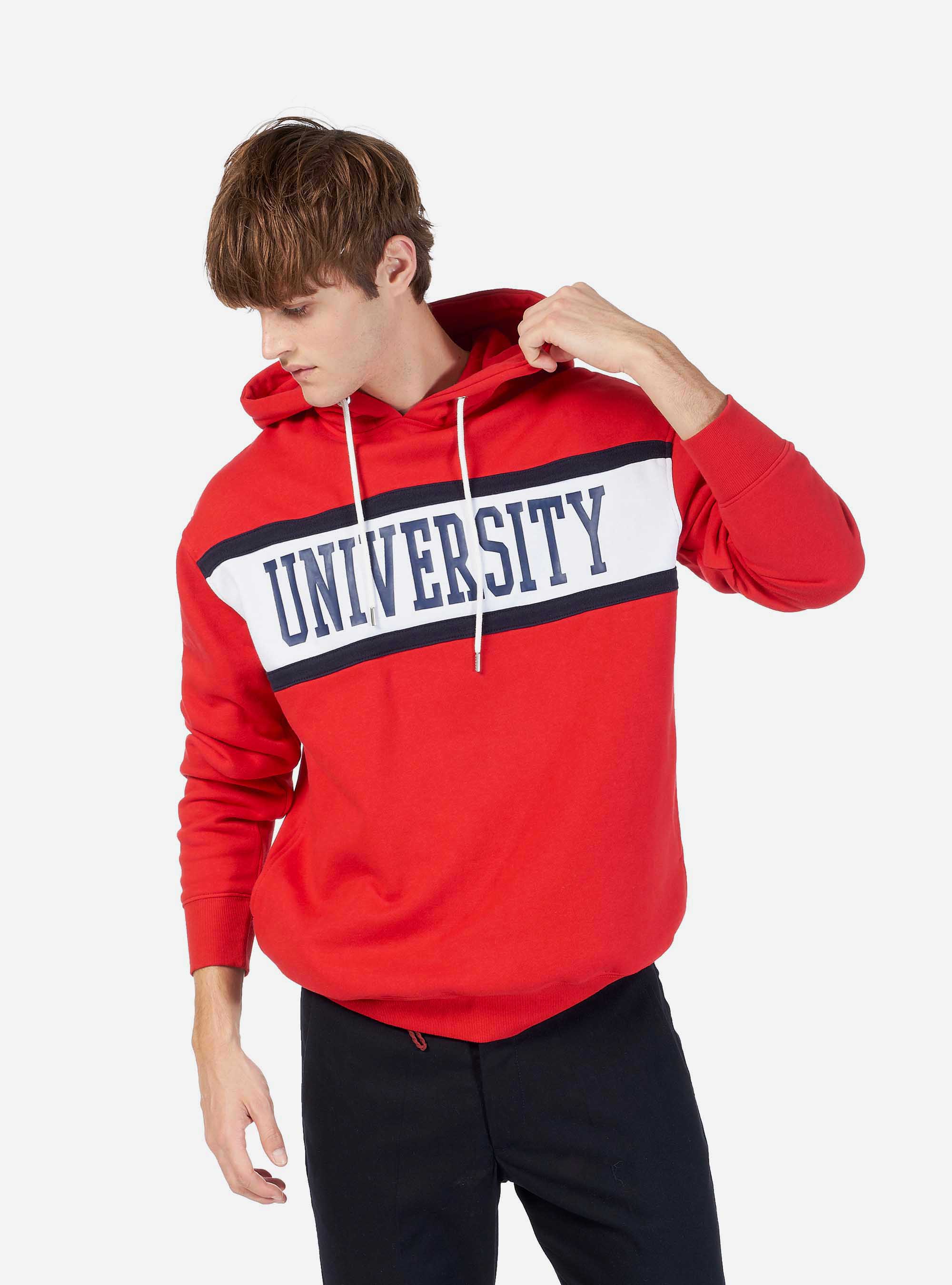 SWEATSHIRT WITH PRINTING HOODY, RED