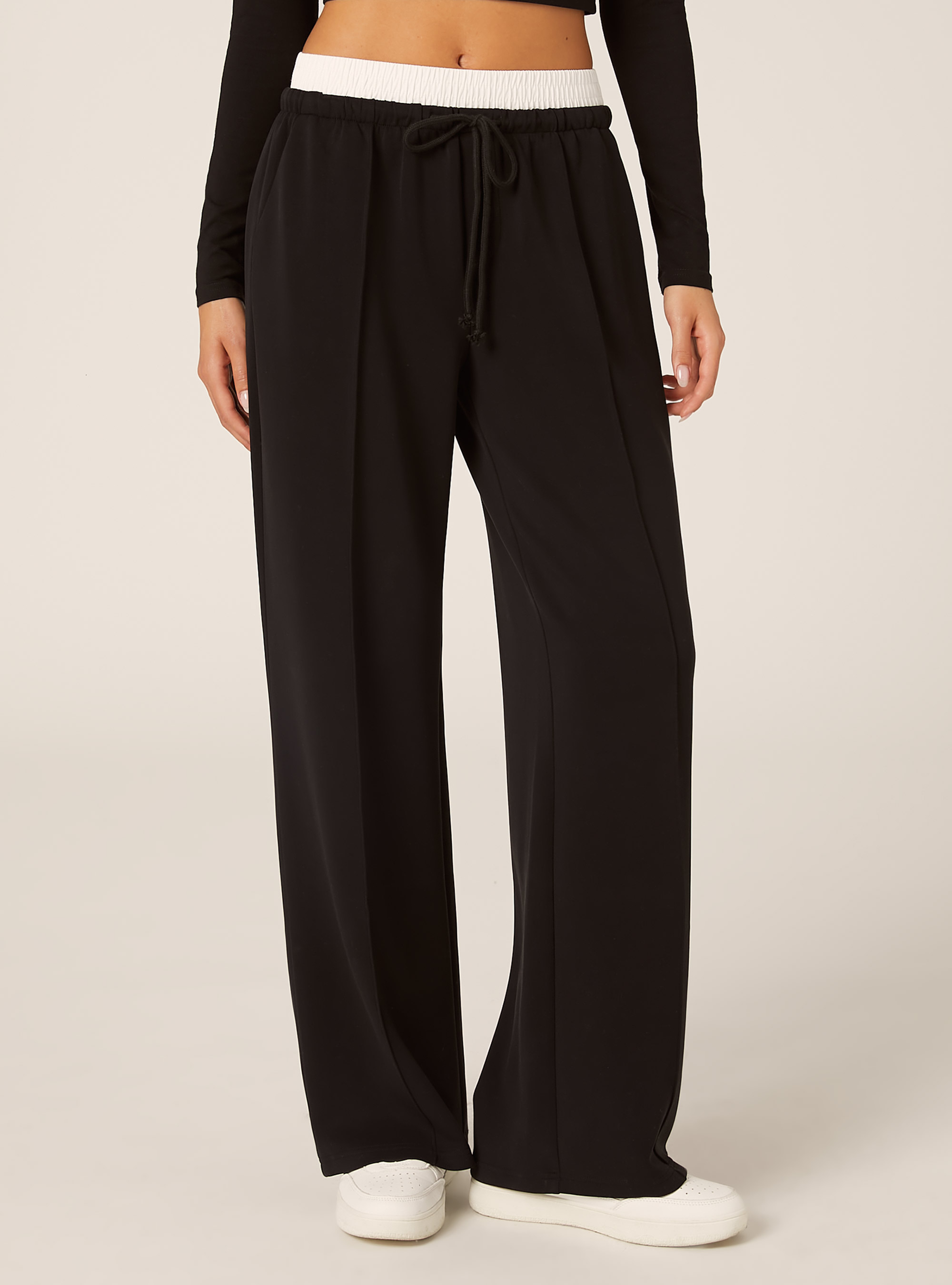 Jogger pants with combination waistband, BK1 BLACK