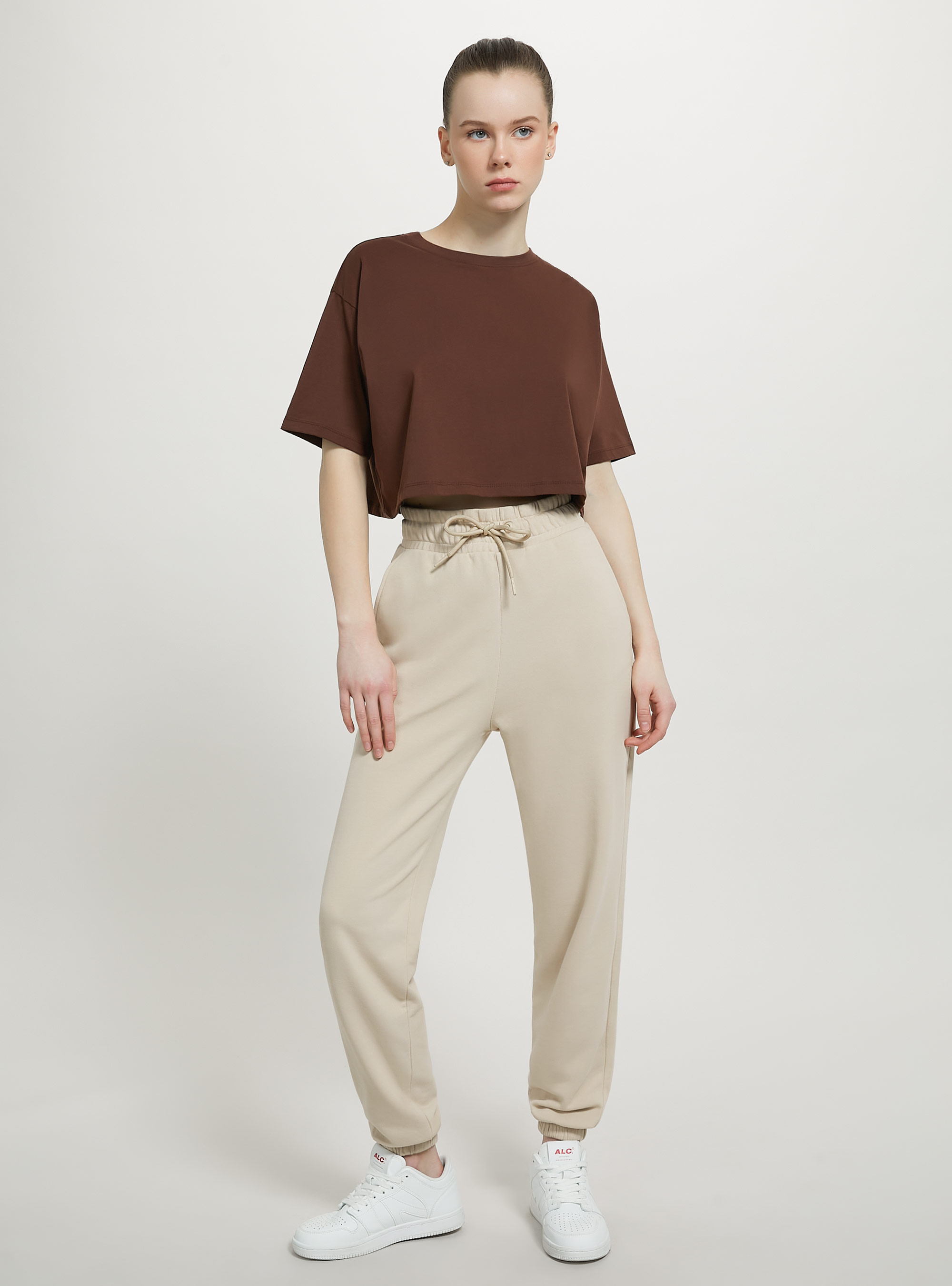 T-shirt en coton court, BR1 BROWN DARK