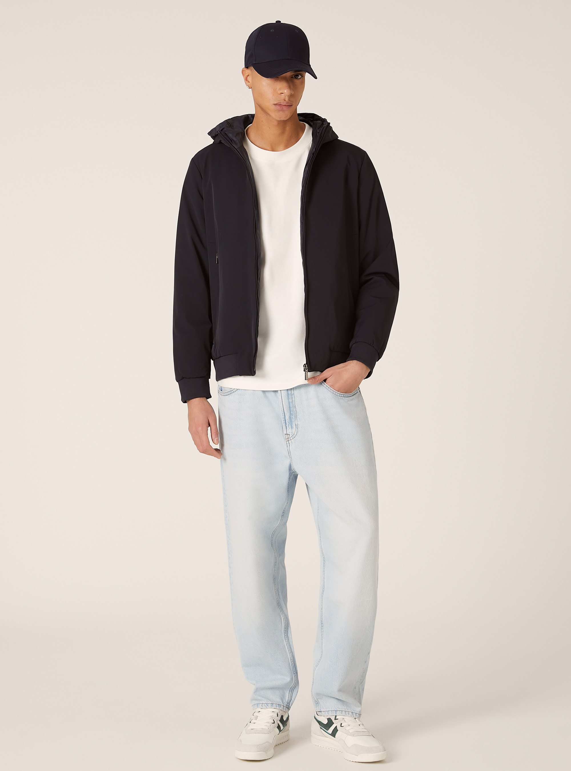 Giubbotto imbottito con cappuccio, NA1 NAVY DARK