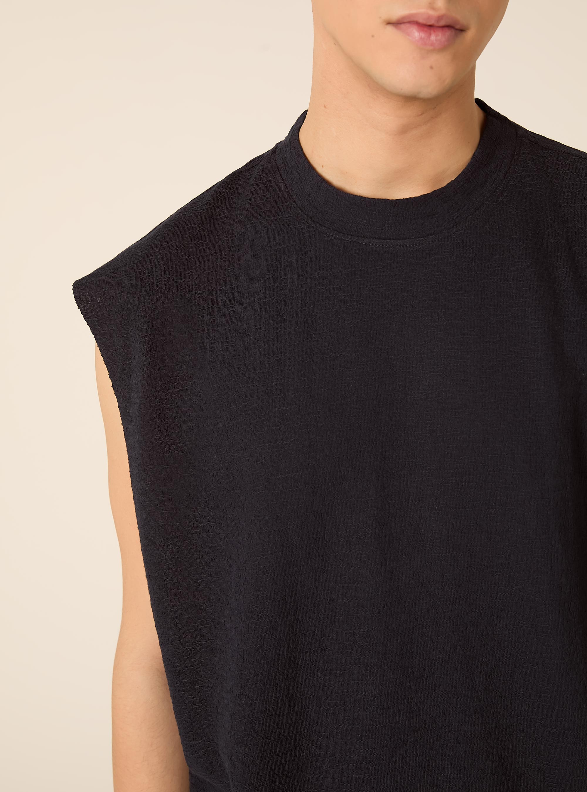 Canotta boxy fit  in jersey texture, NA1 NAVY DARK