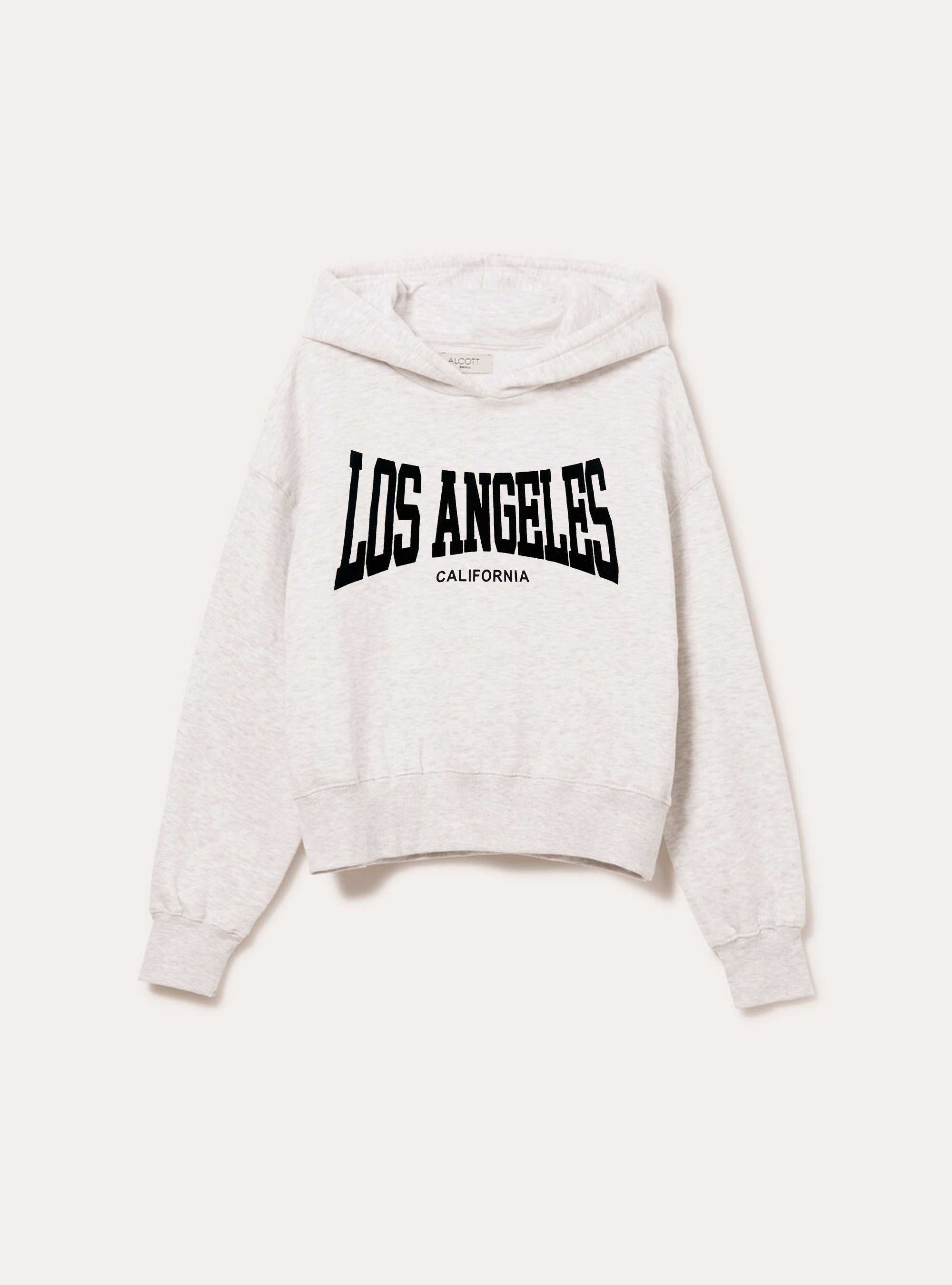 Felpa boxy con cappuccio e stampa city, MGY3 GREY MEL LIGHT