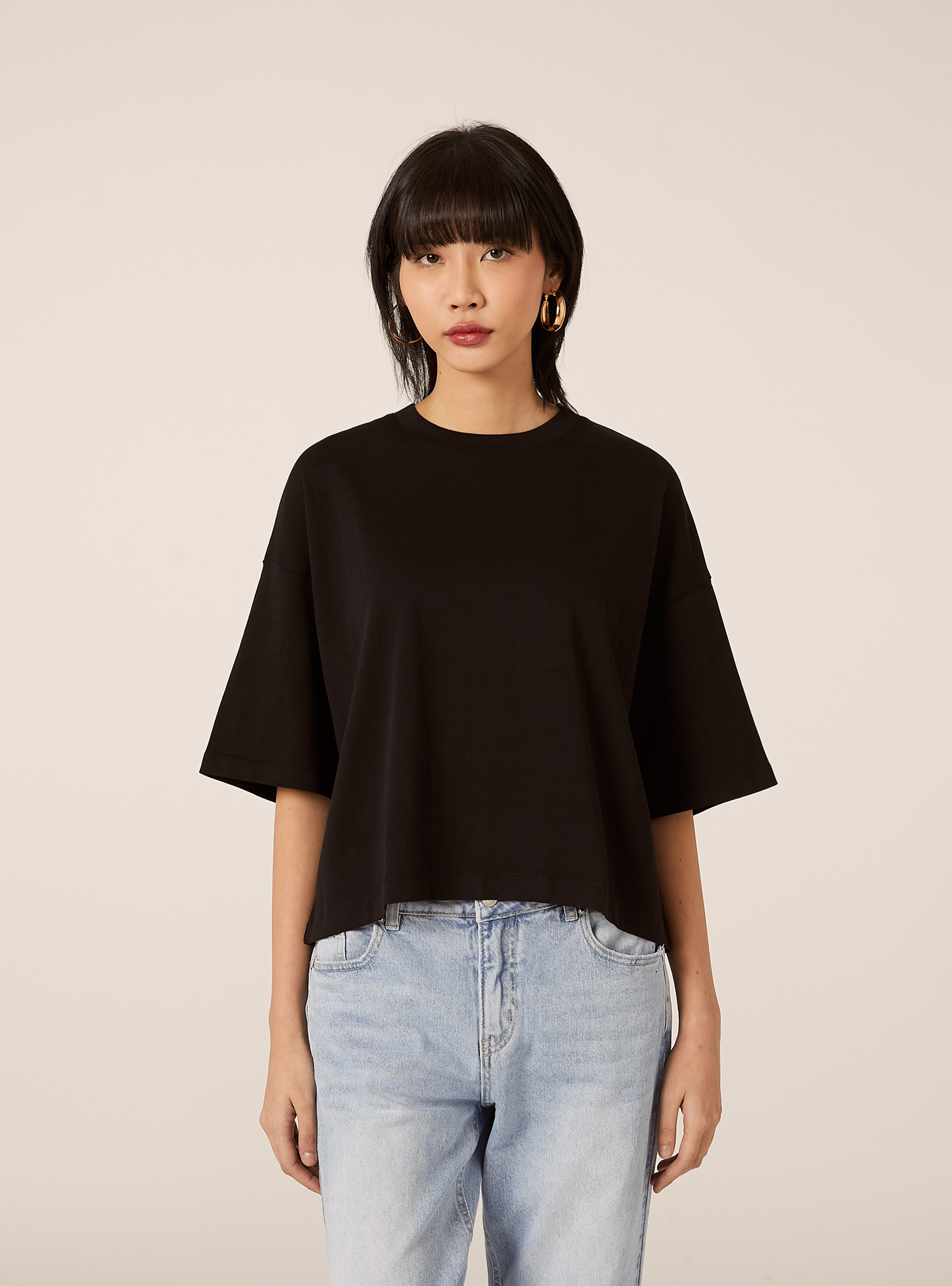 Basic boxy fit T-shirt, BK1 BLACK