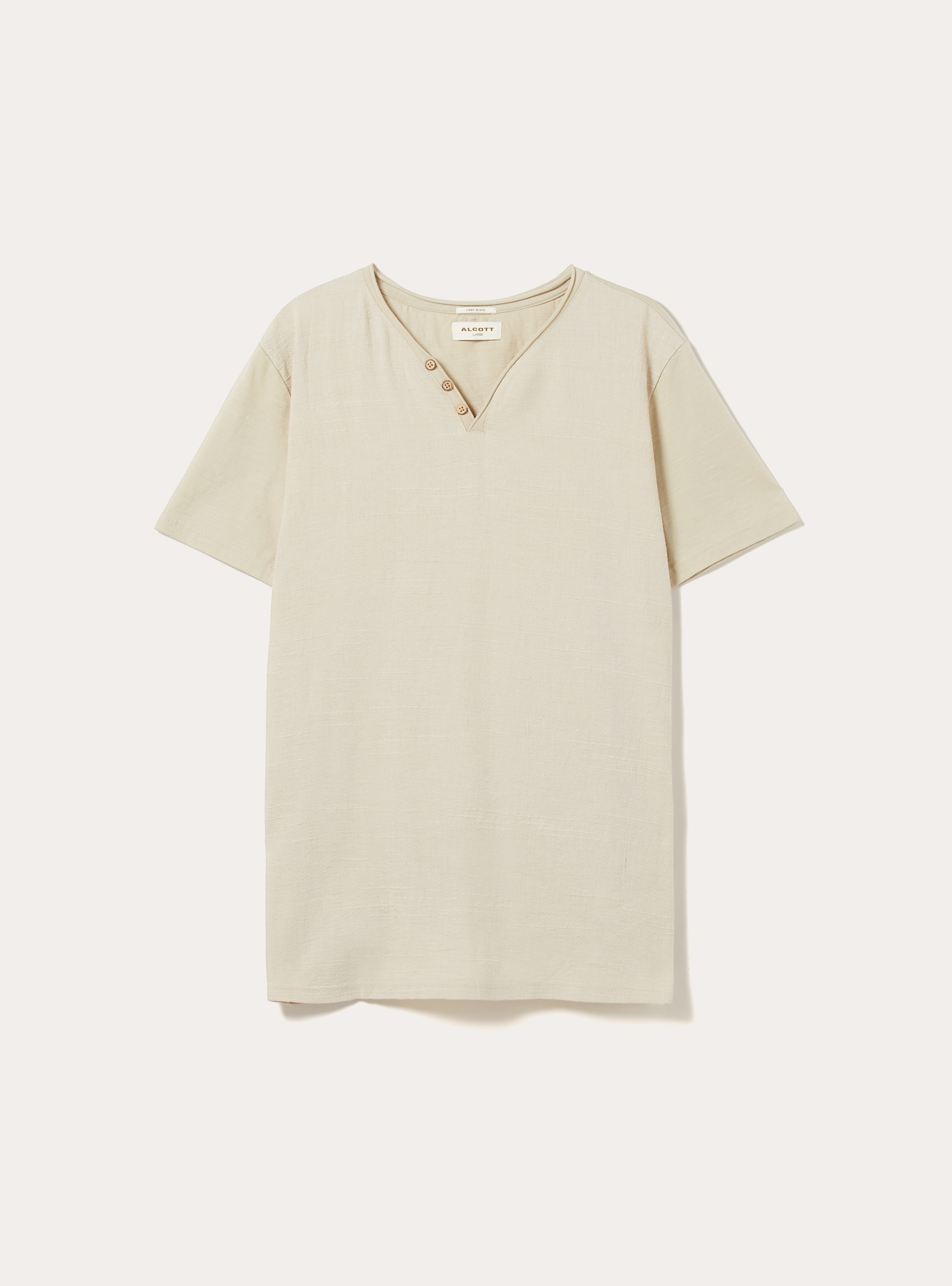V-neck linen blend T-shirt, BG3 BEIGE LIGHT