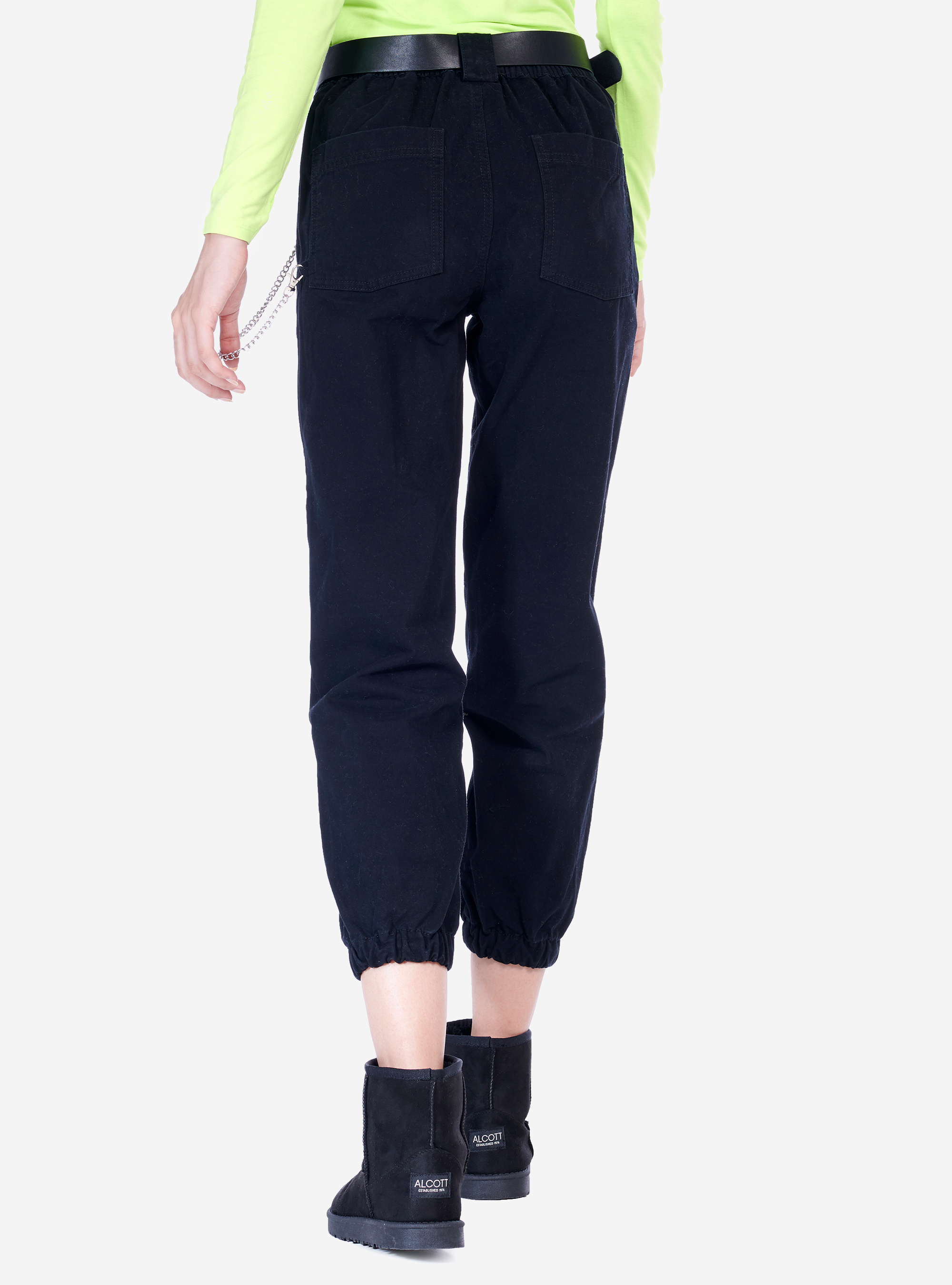 PANTS WITH ELASTIC, BLACK
