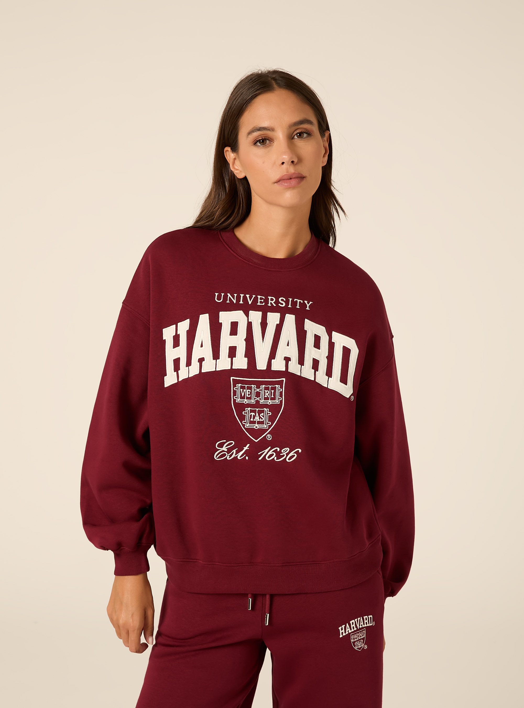 Felpa girocollo harvard, BORDEAUX SCURO