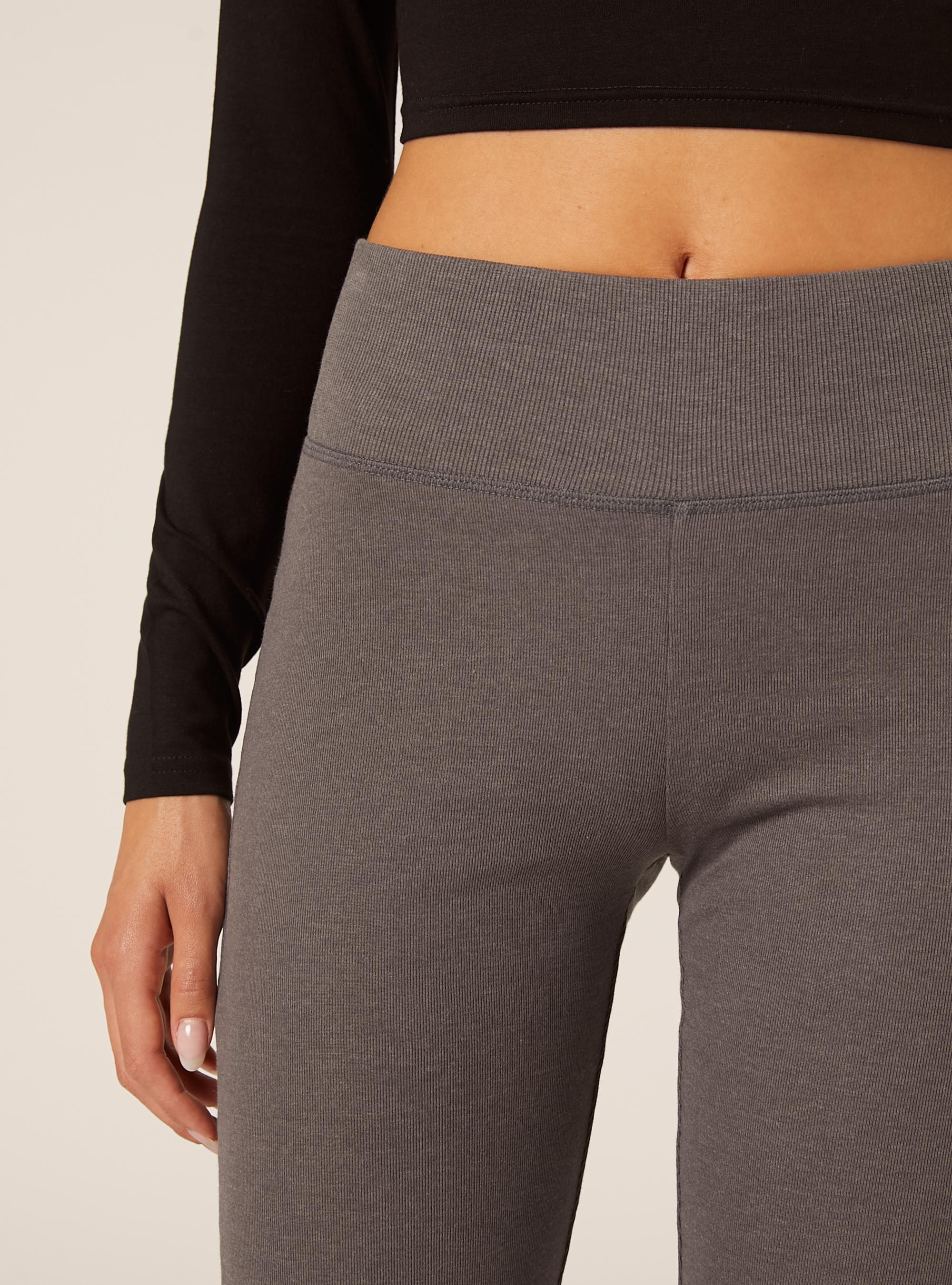 Flared leggings, MGY1 GREY MEL DARK