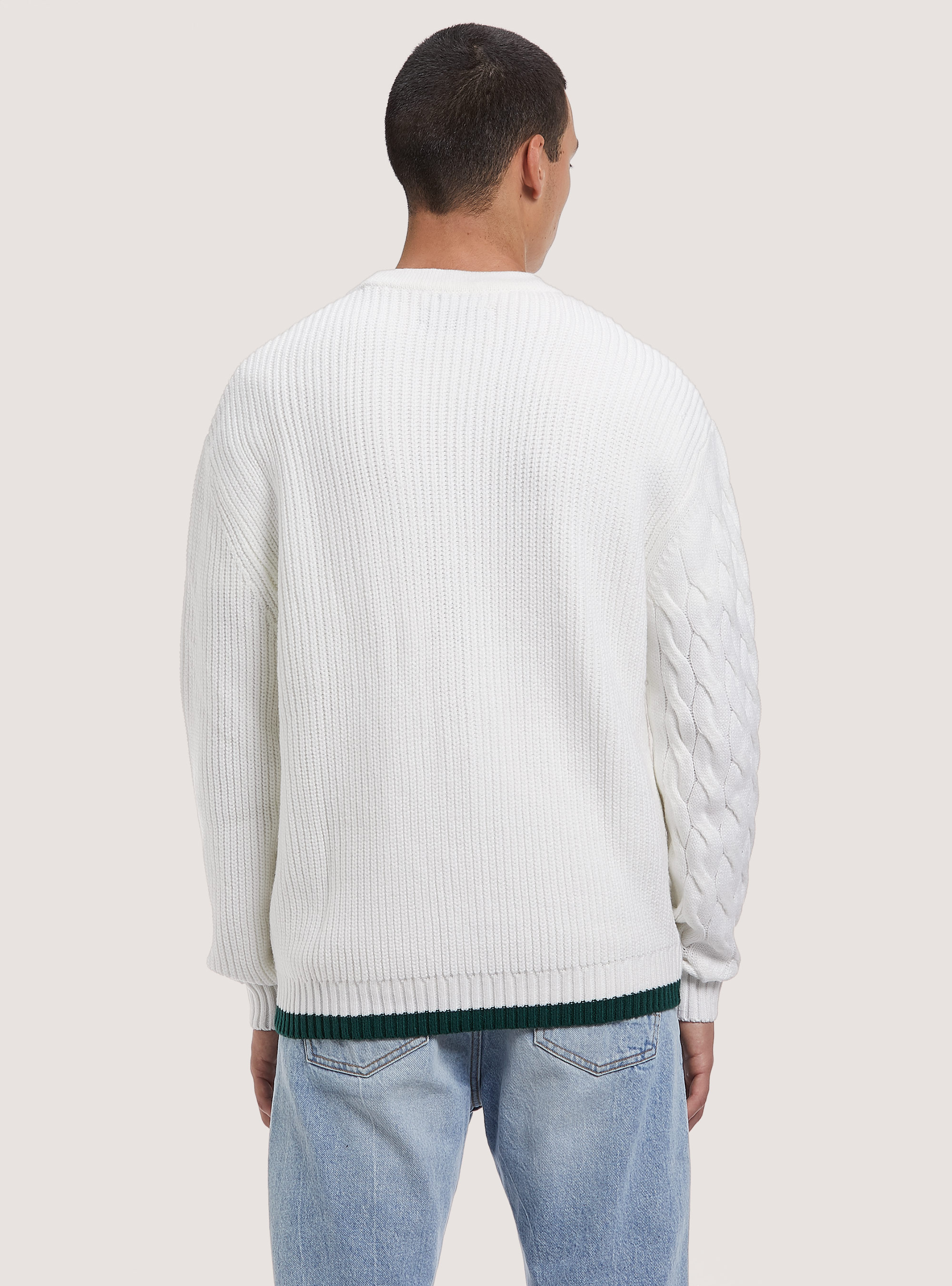 Pullover cardigan con doppia texture, WH2 WHITE