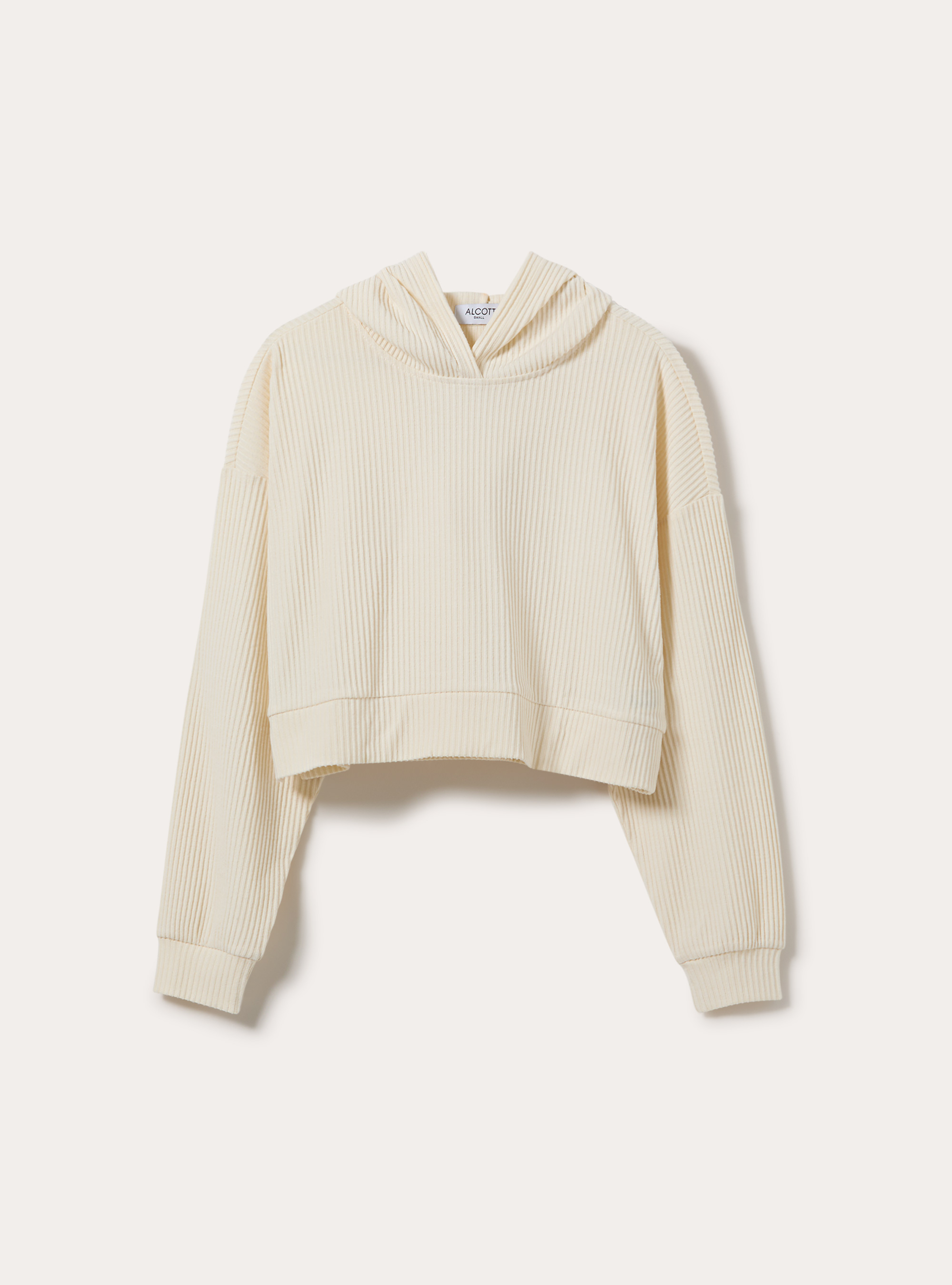Felpa crop con cappuccio, CR3 CREAM LIGHT