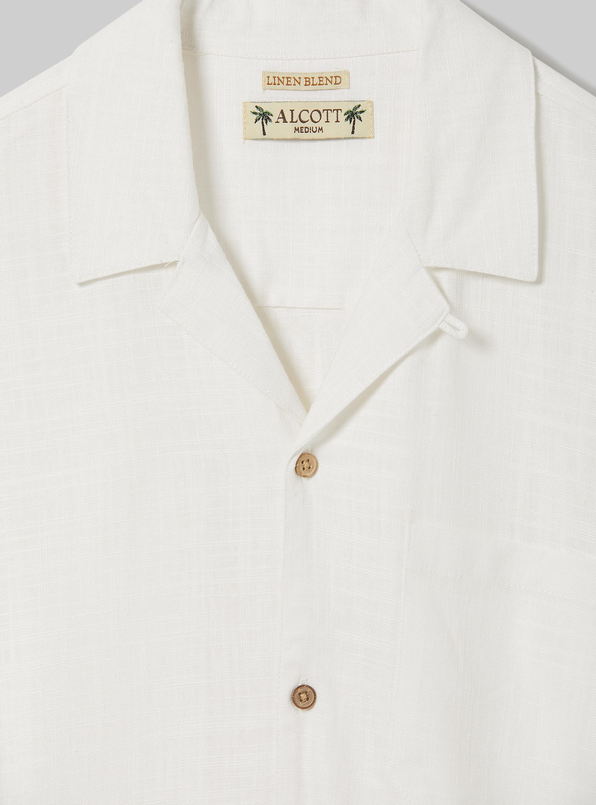 Linen blend shirt with bowling collar, WH1 OFF WHITE