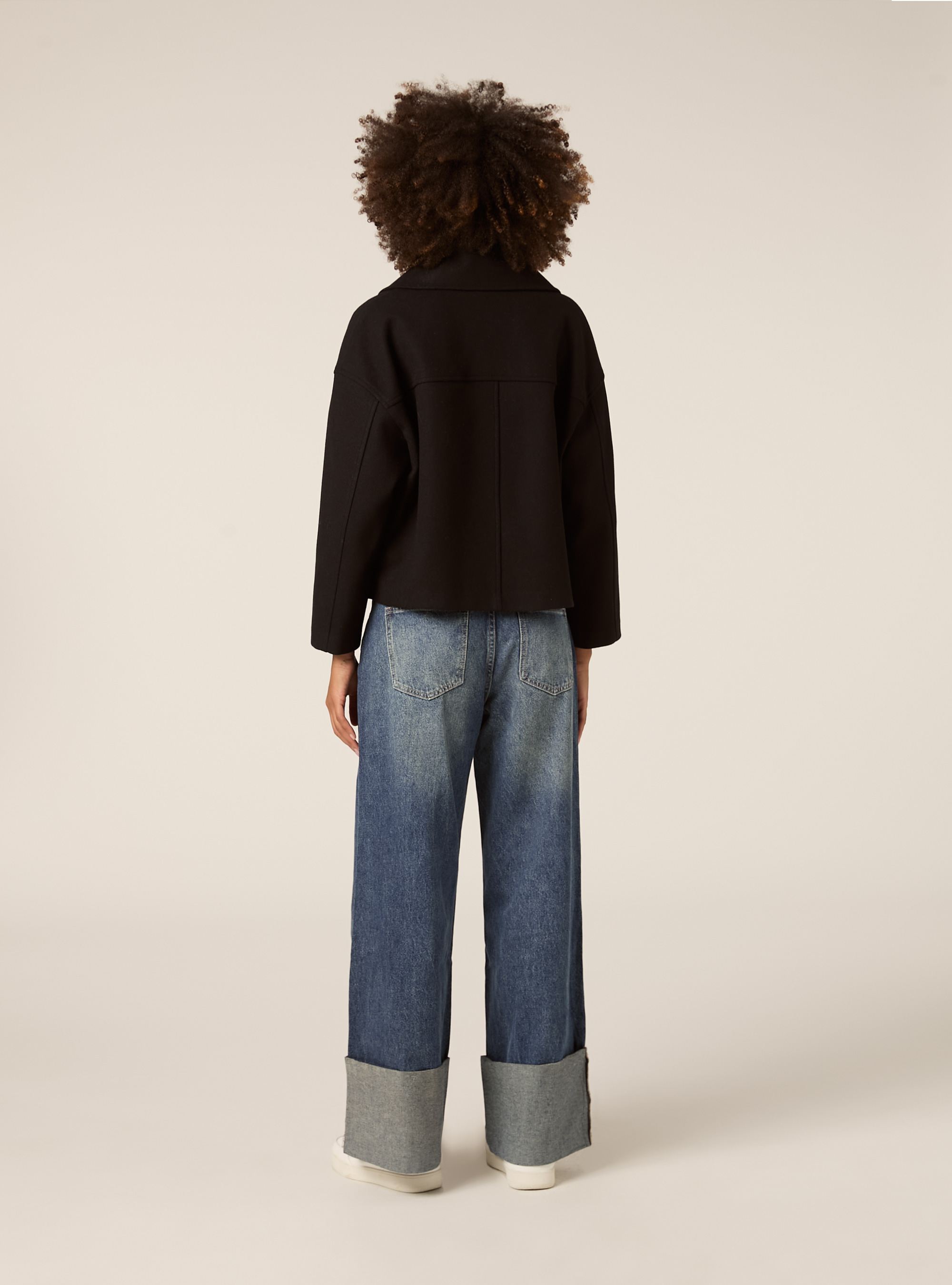 Short wool coat, BK1 BLACK