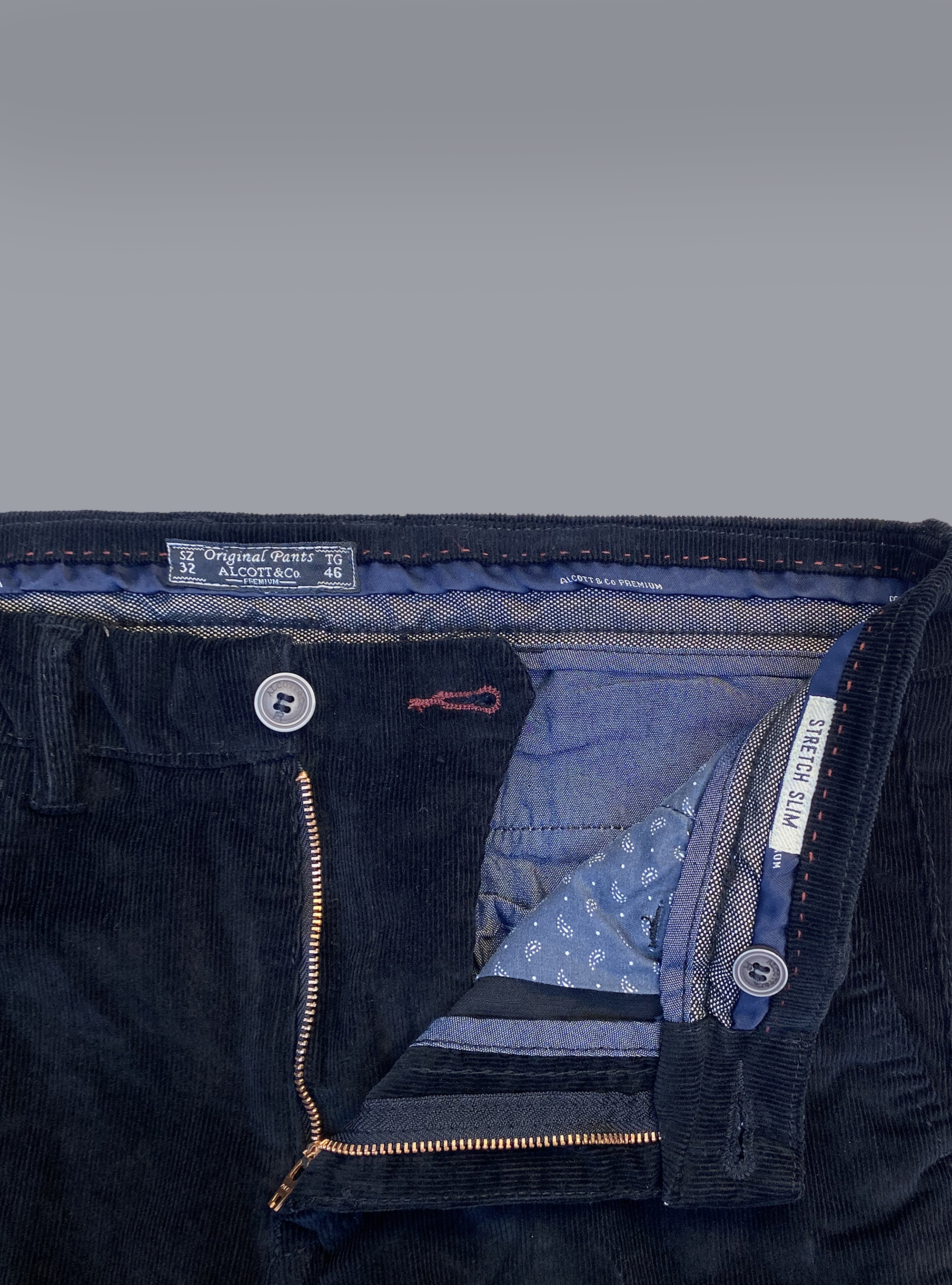 Velvet chinos, BLUE NAVY