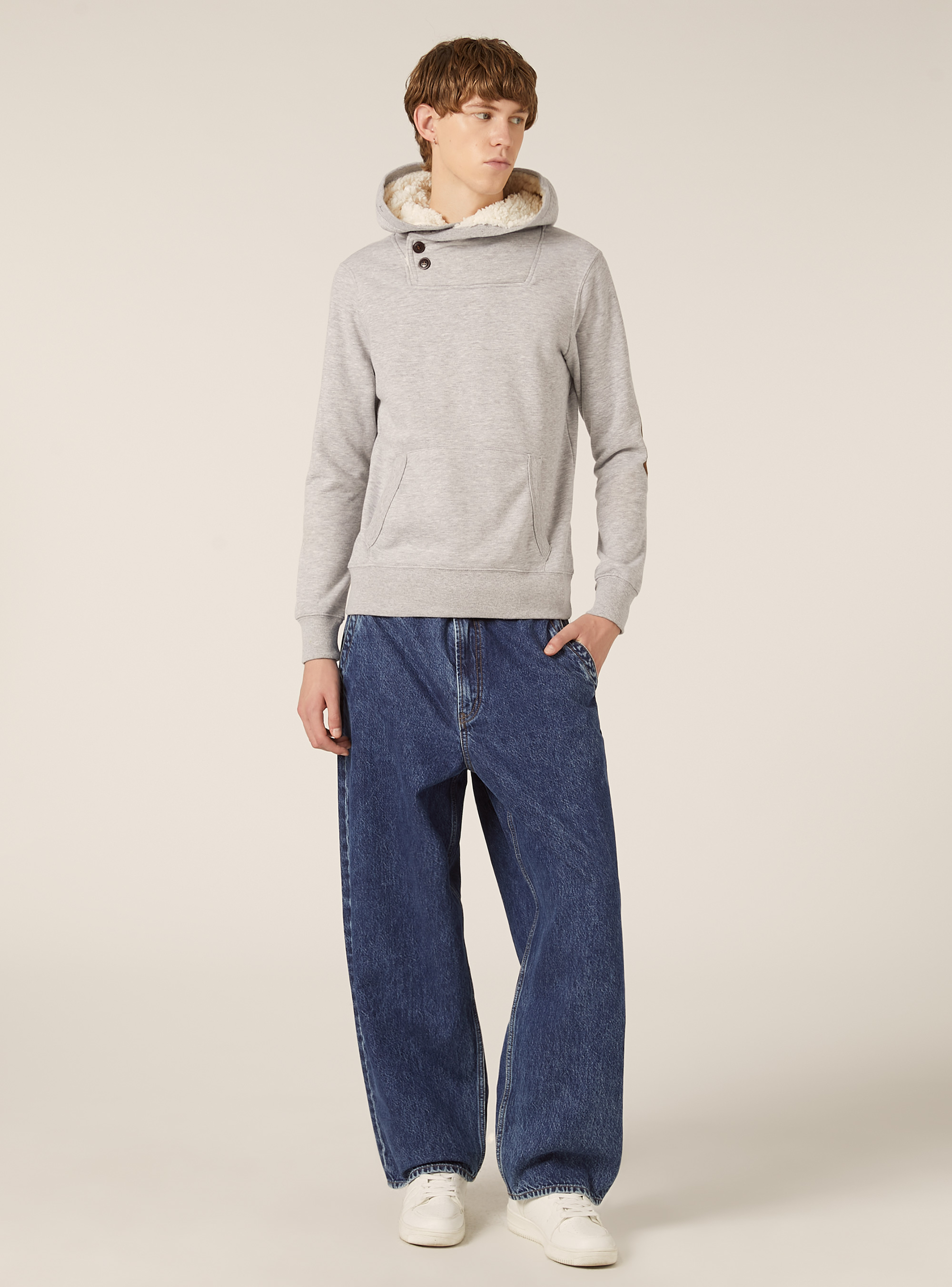 Faux fur hoodie, MGY2 GREY MEL MEDIUM