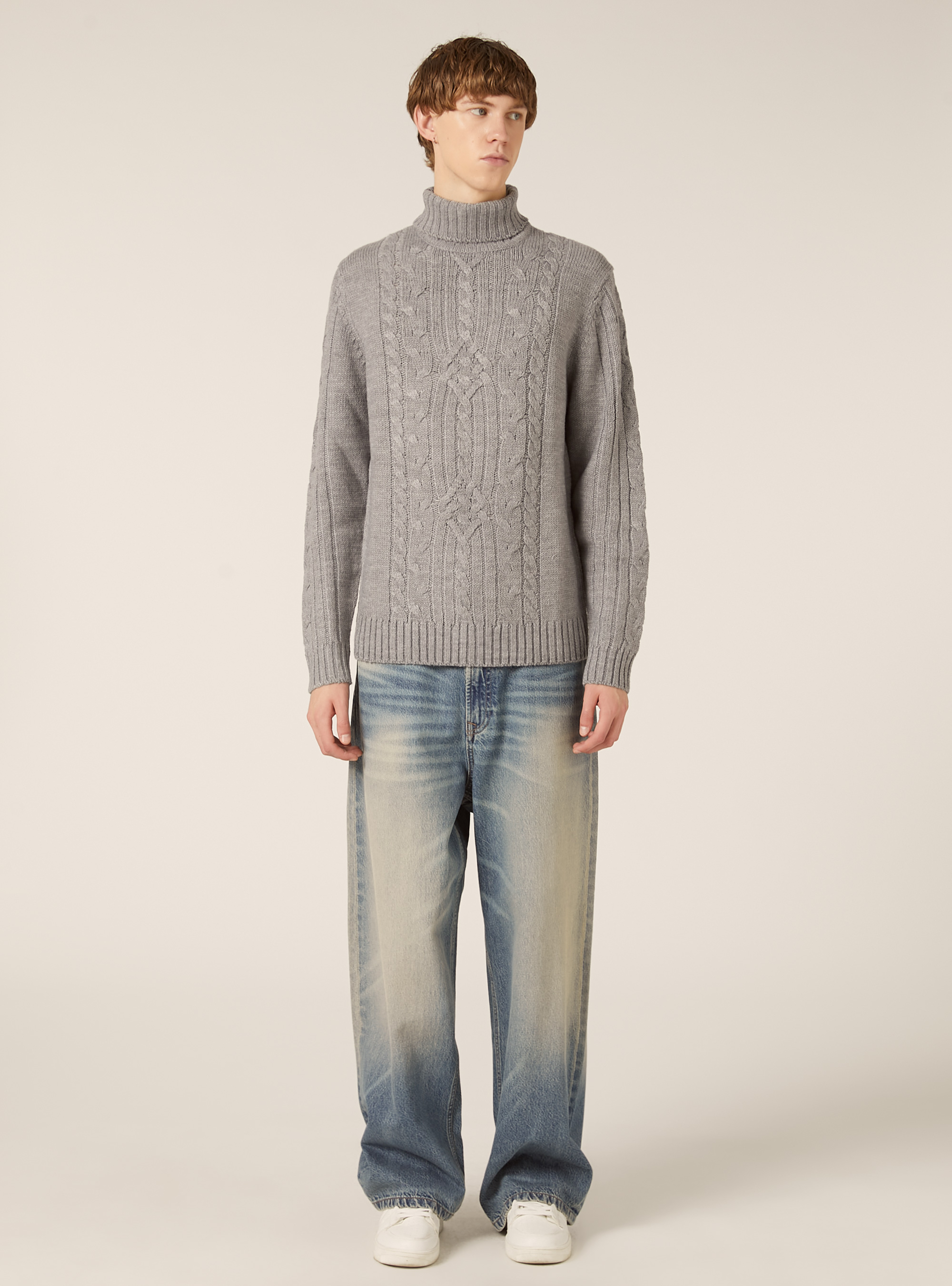 Maglione collo alto, MGY3 GREY MEL LIGHT