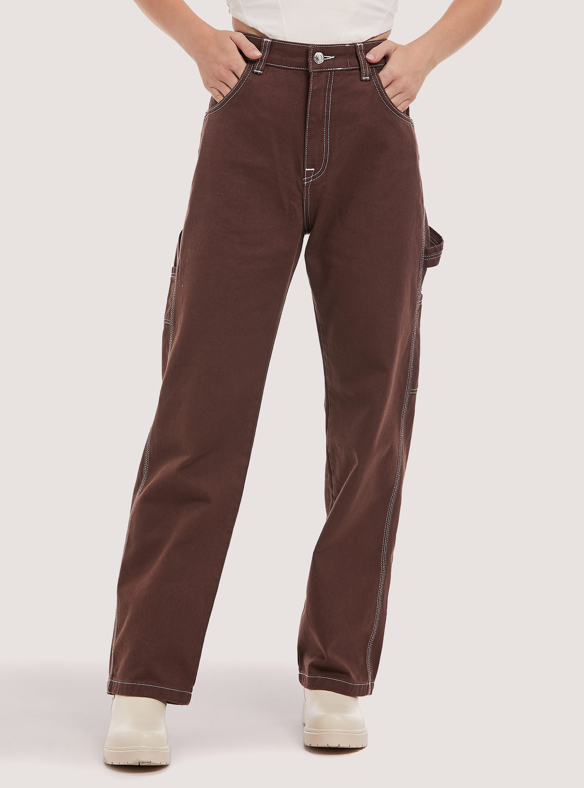 Cotton carpenter trousers, BR2 BROWN MEDIUM