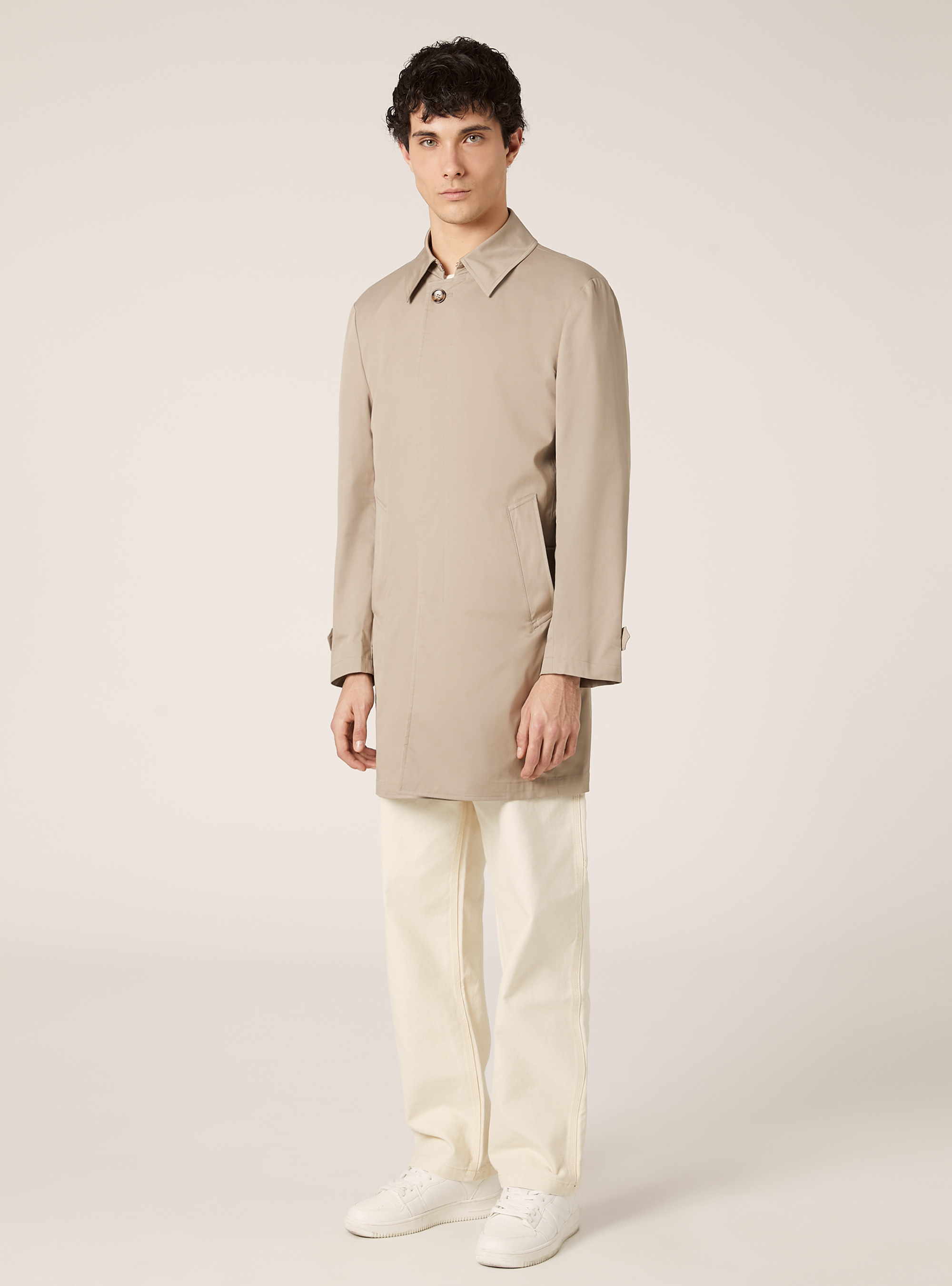 Twill trench coat with premium collar, BG2 BEIGE MEDIUM