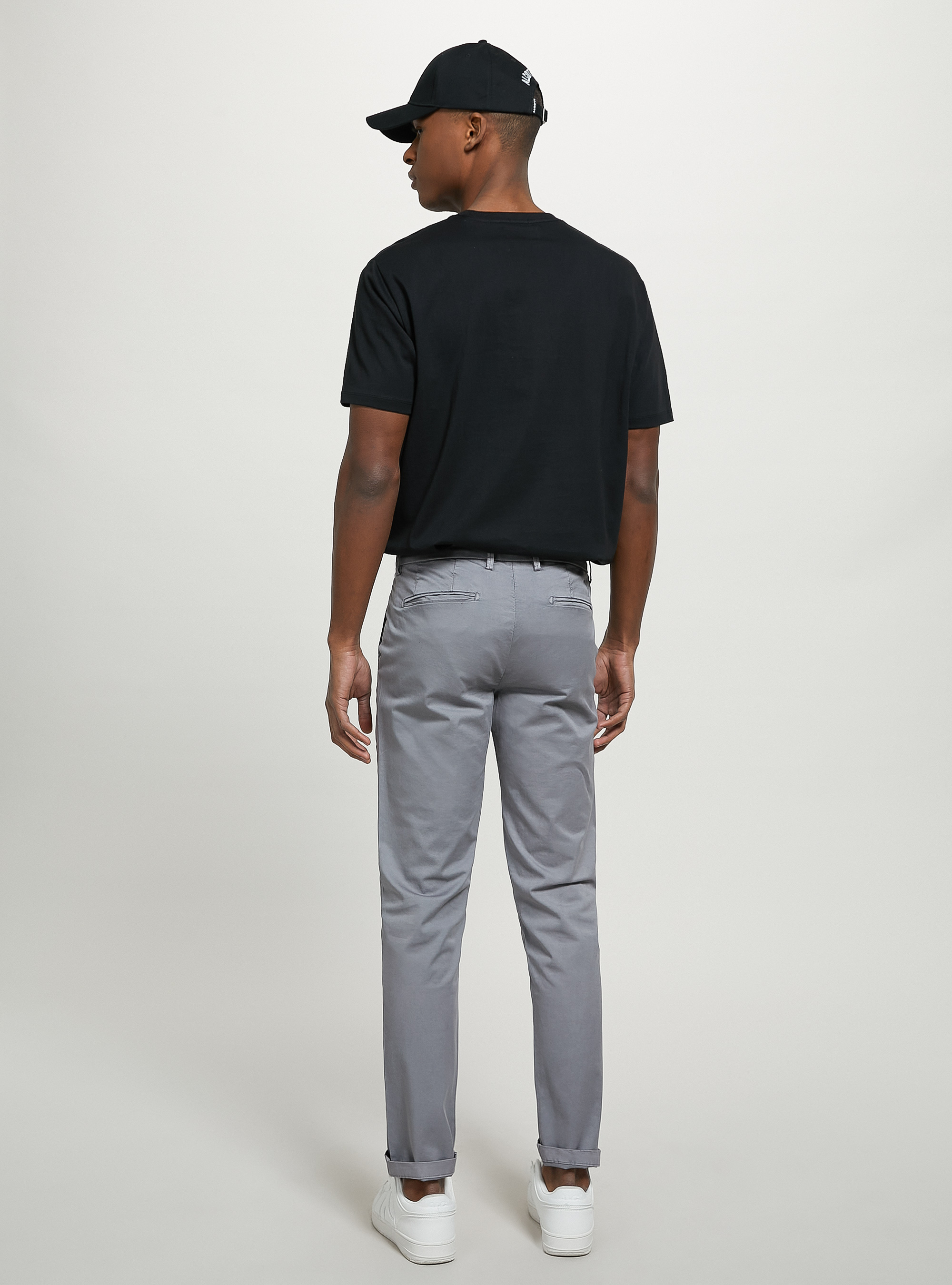 Stretch cotton twill chinos, GY3 GREY LIGHT