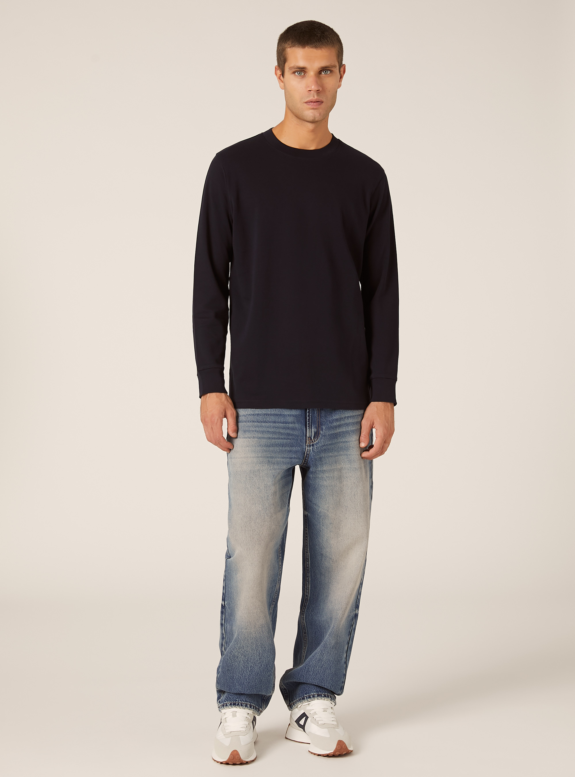 Long-sleeved cotton T-shirt, NA1 NAVY DARK