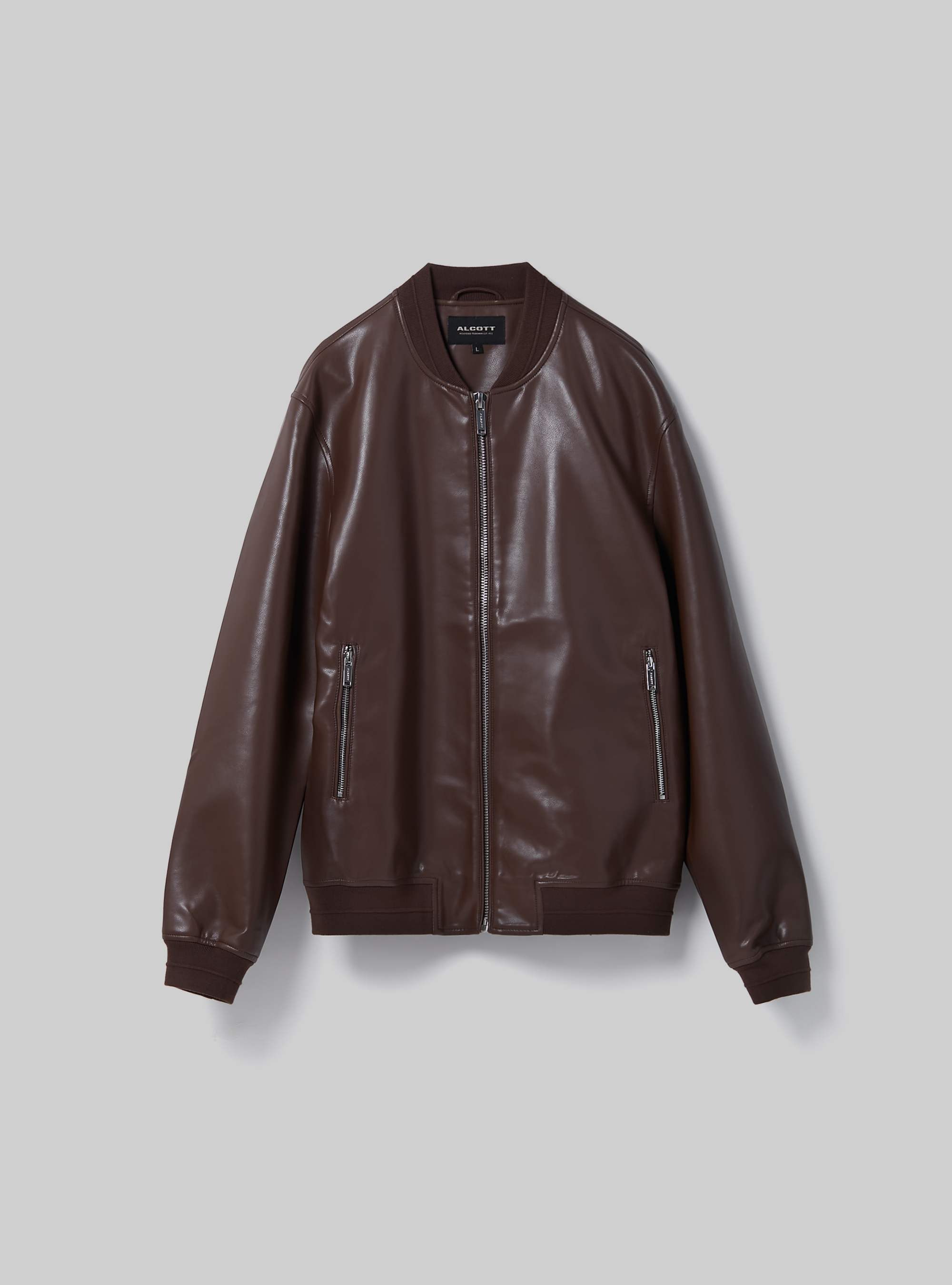 Leather-effect bomber jackeT, BR1 BROWN DARK