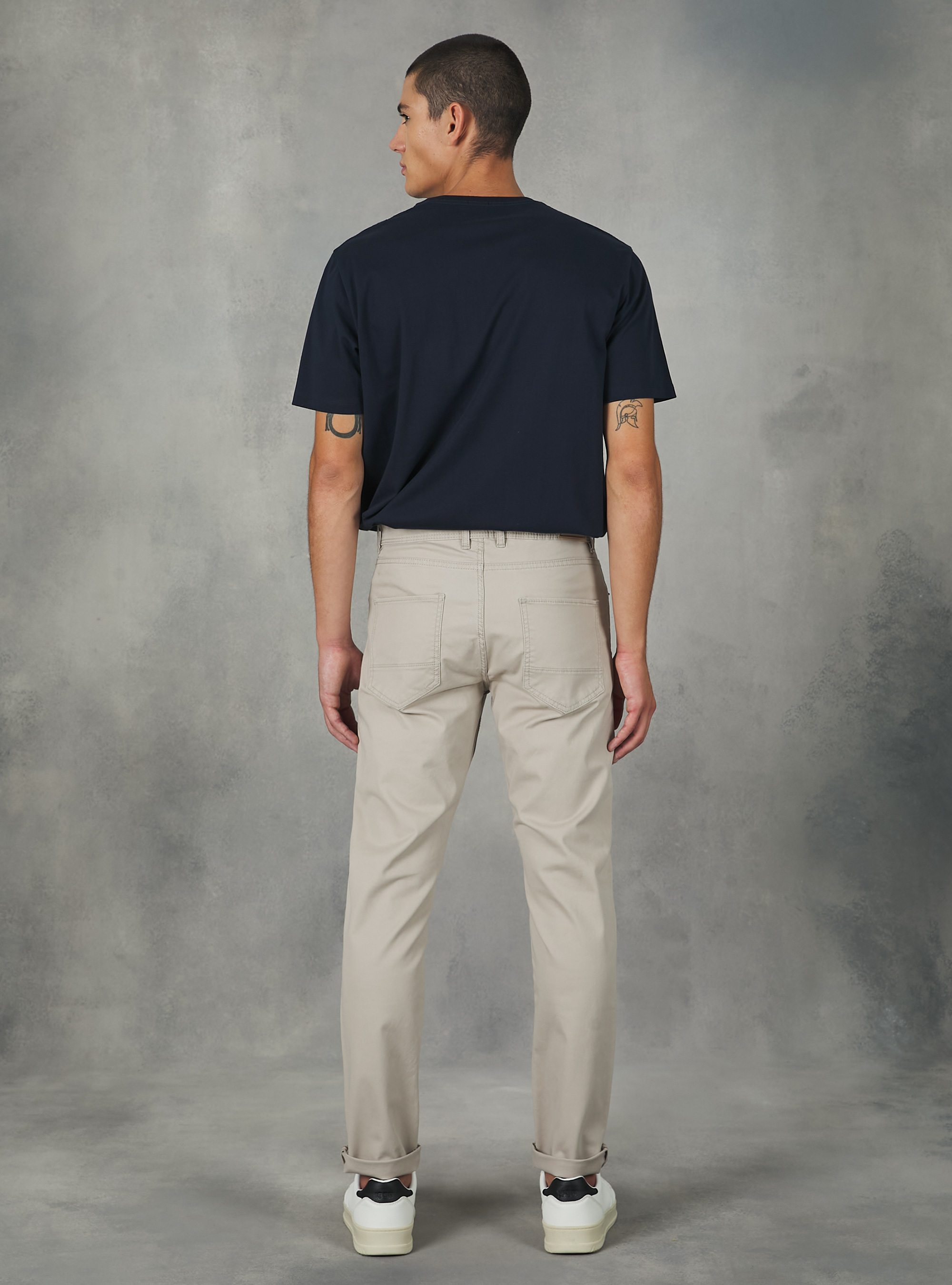 Pantalones ajustados de algod&oacute;n, SA2 SAND MEDIUM