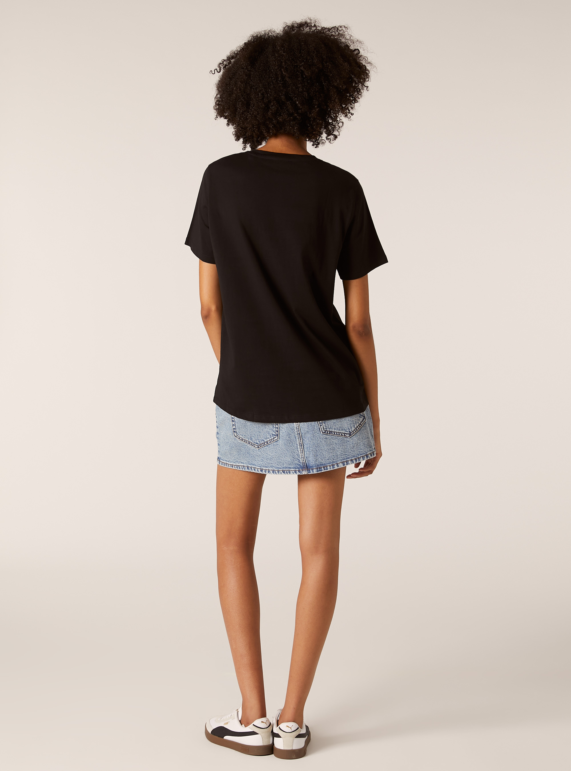 Metallic print t-shirt, BK1 BLACK