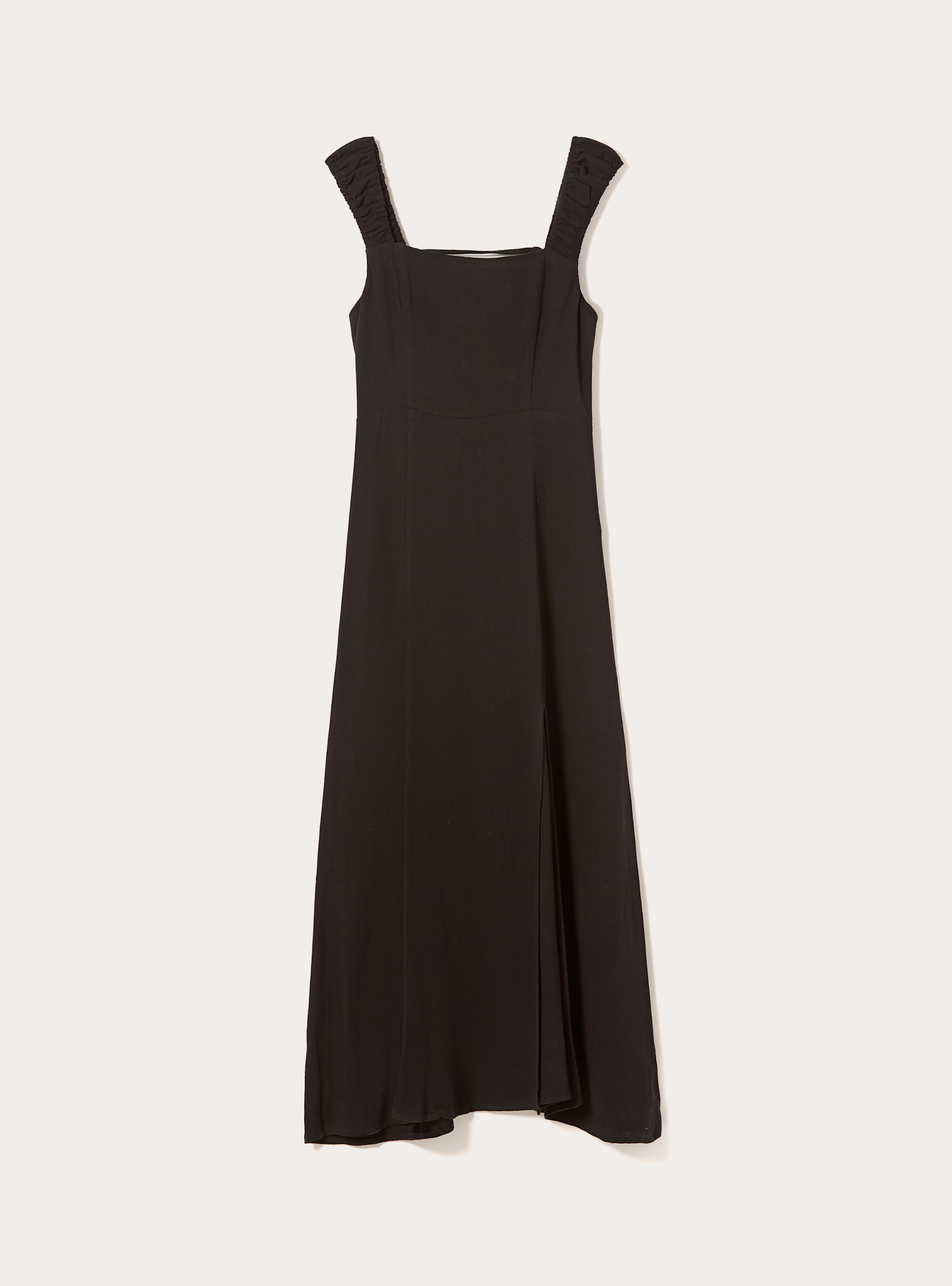 Linen-blend dress with open back, BK1 BLACK