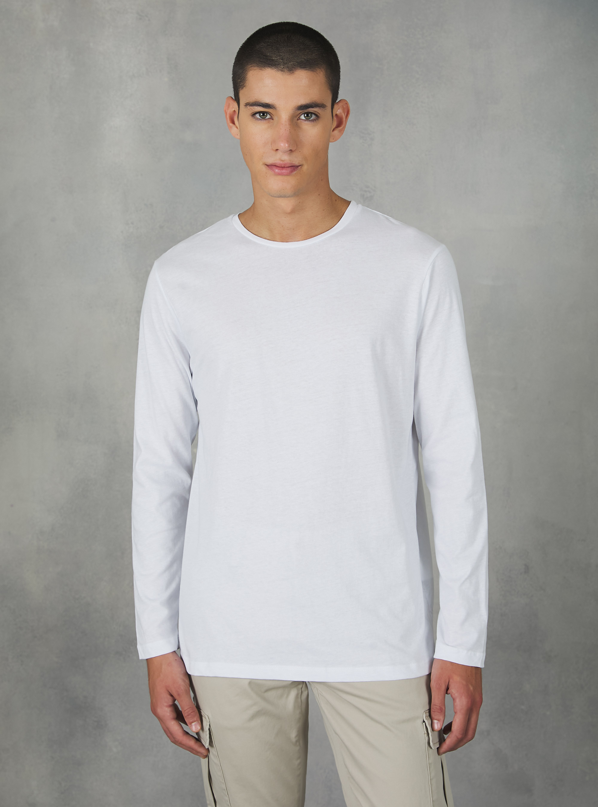 T-shirt en coton &agrave; manches longues, WH2 WHITE