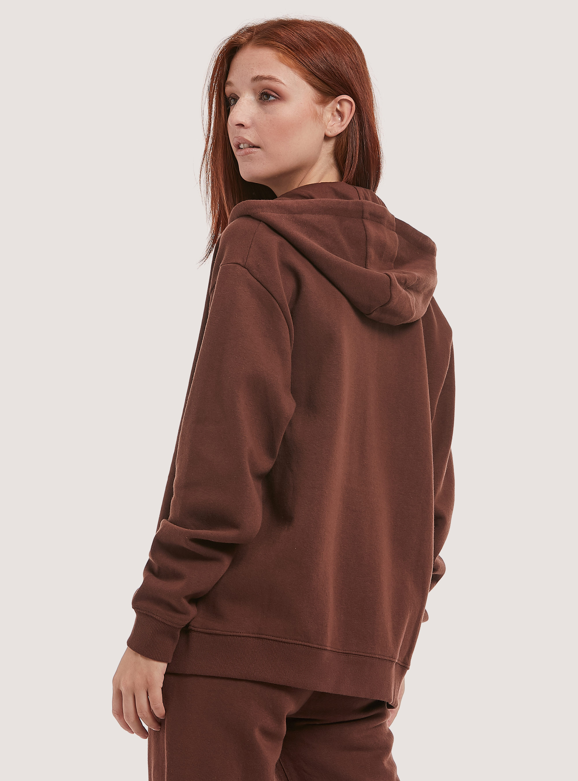 Cotton zip hoodie, BR2 BROWN MEDIUM