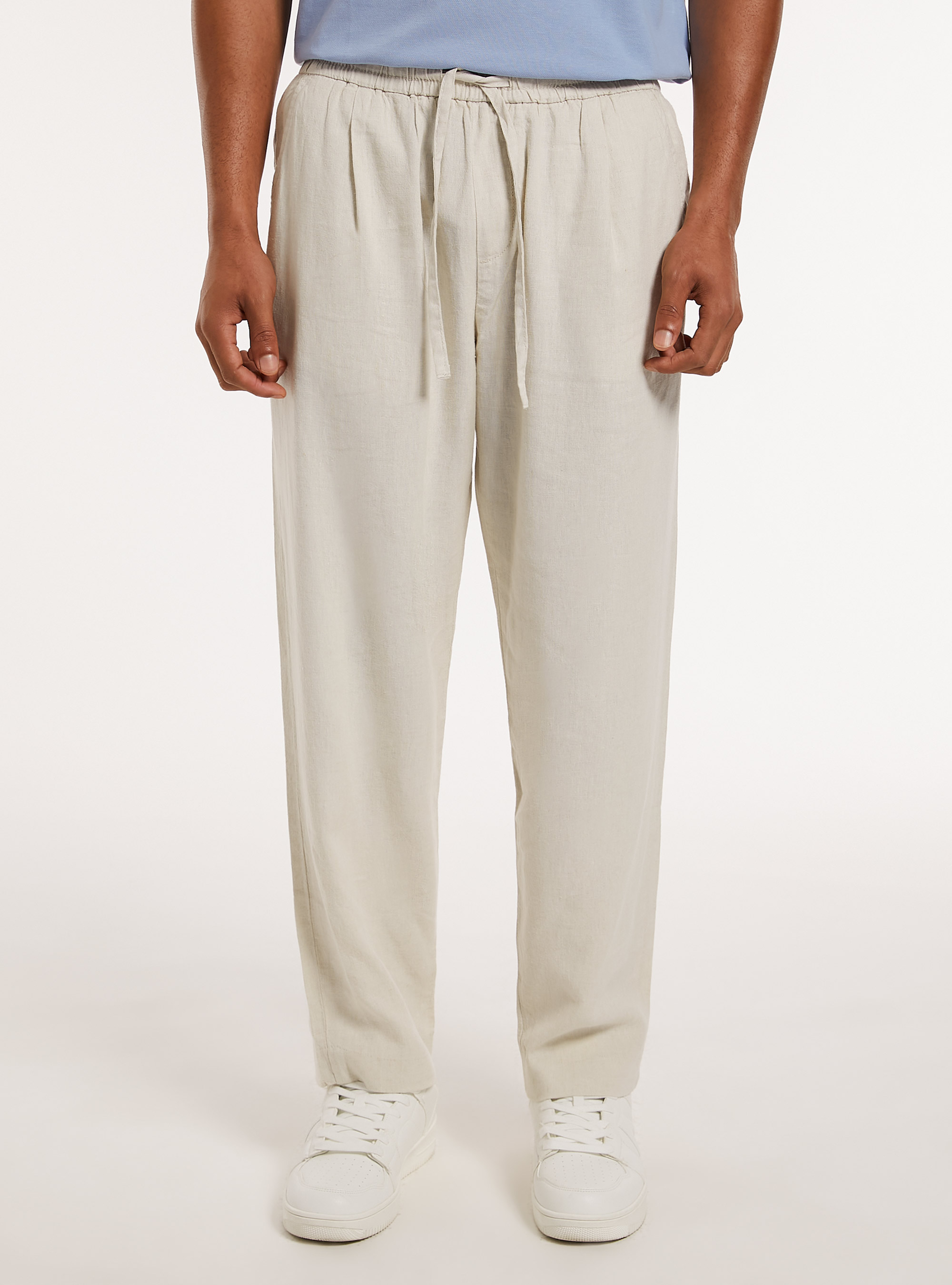 Pantalon jogger en lin, SA3 SAND LIGHT