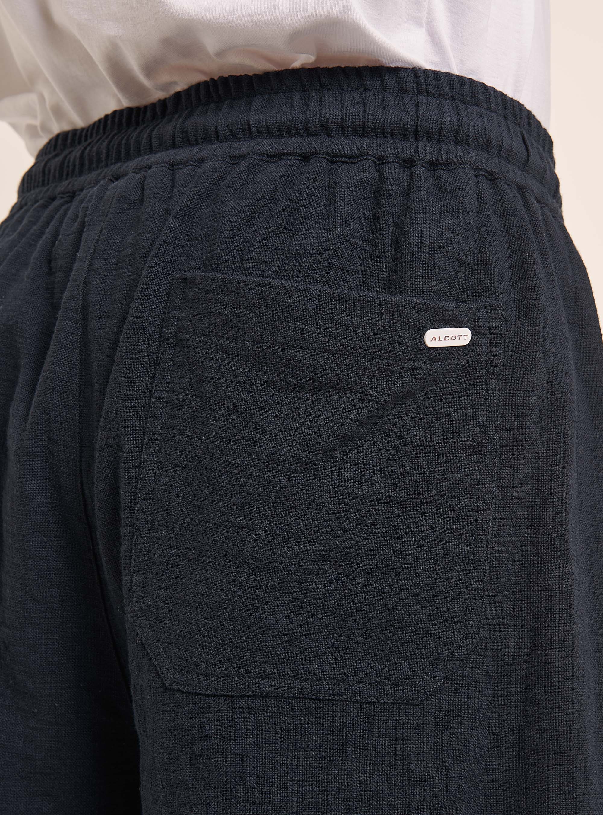 Bermuda in cotone con elastico in vita, BLU