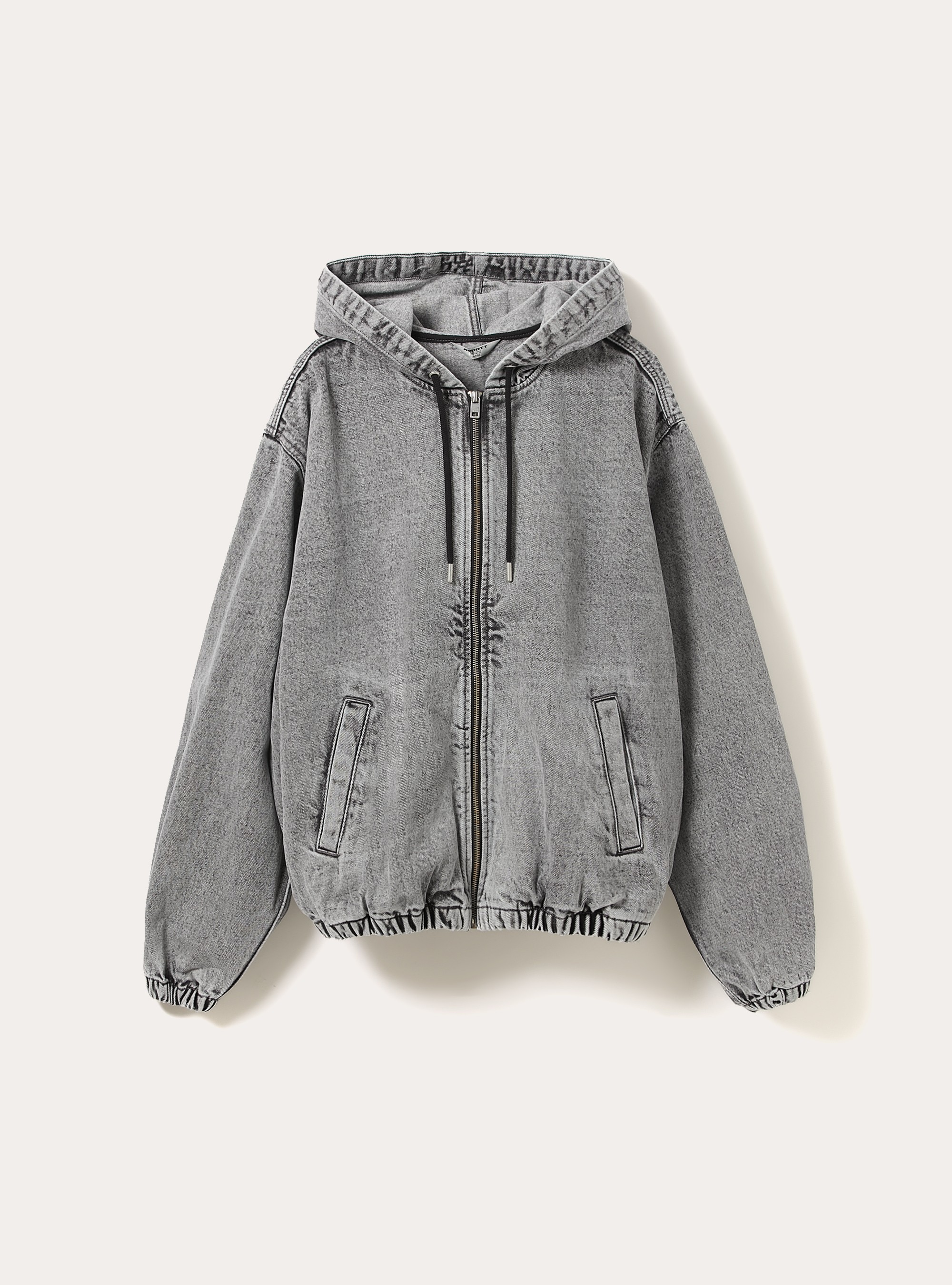 Giubbotto cappuccio in denim, D00G GREY