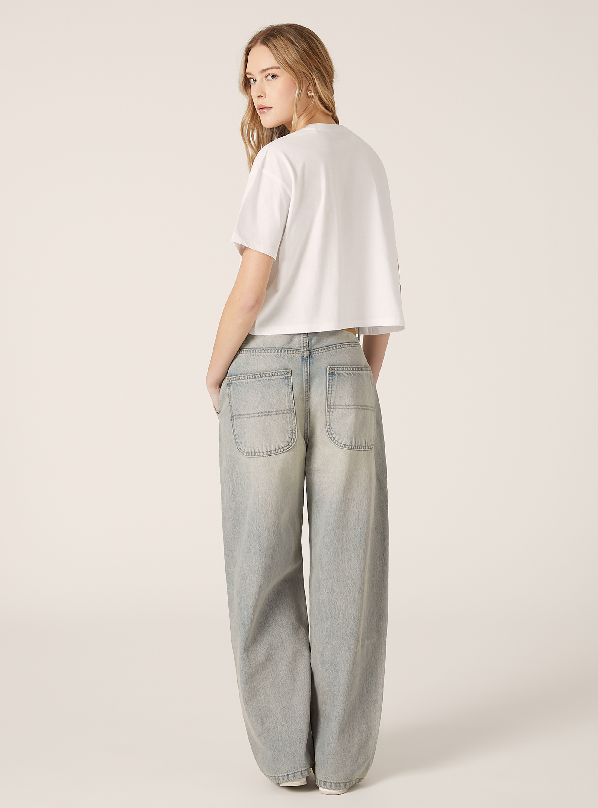 Baumwoll-T-Shirt in Kurzform, WH3 WHITE