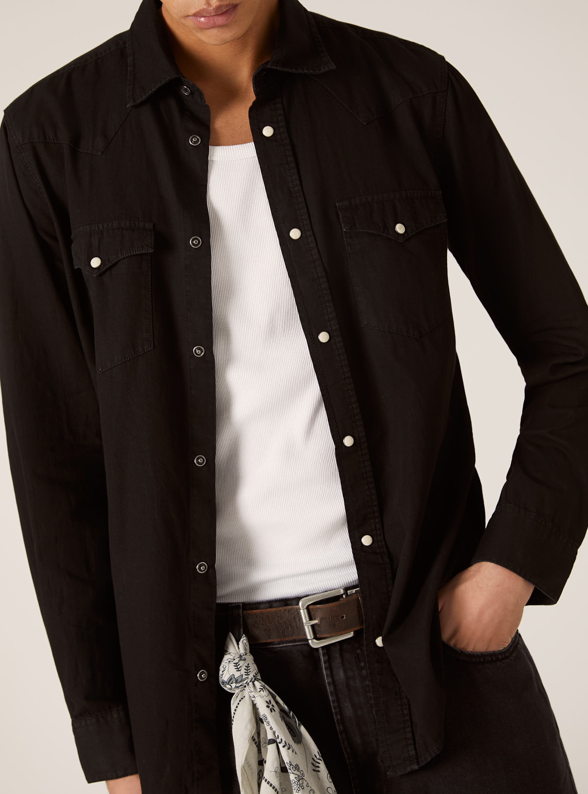 Denim shirt, D000 BLACK