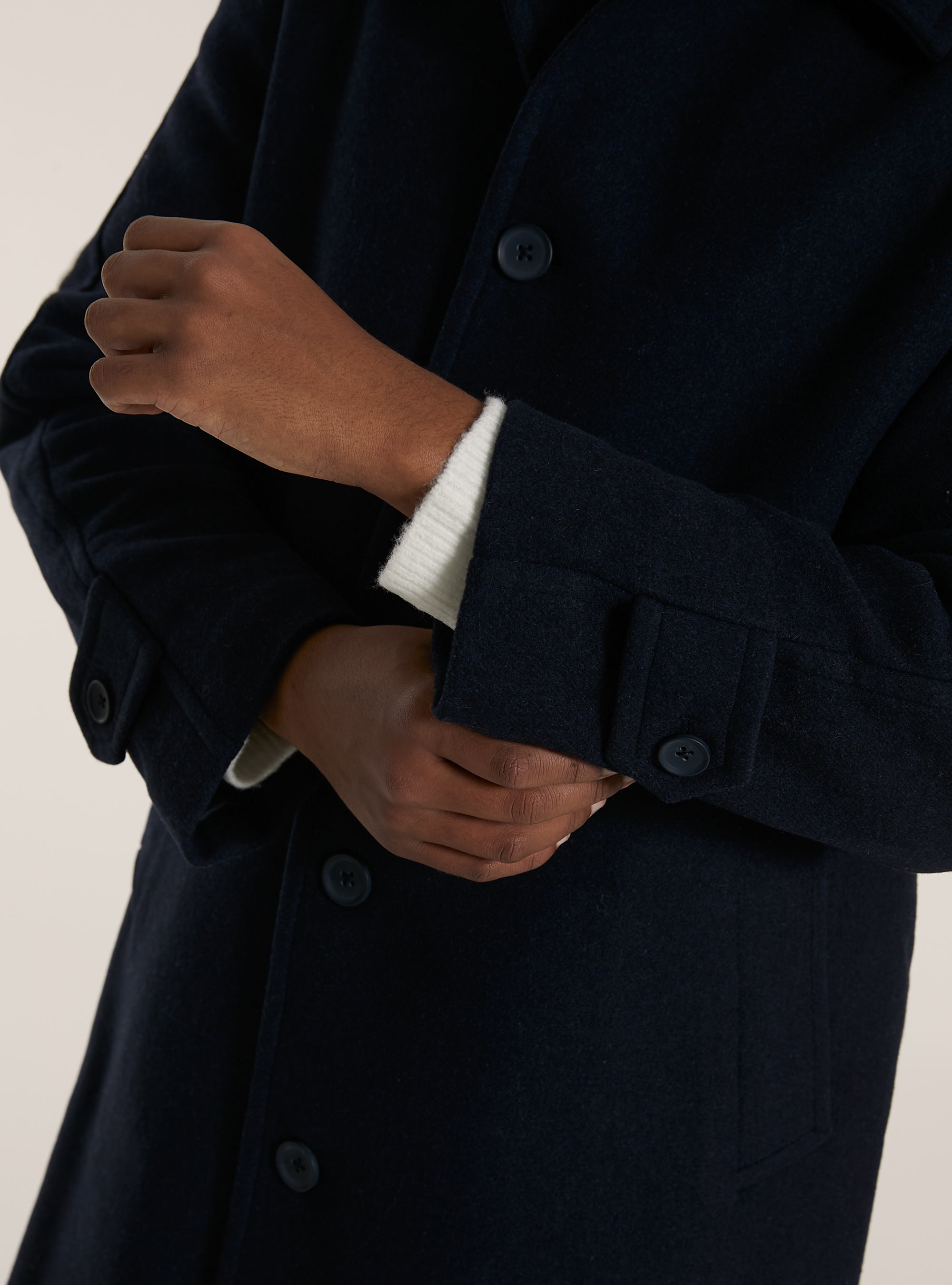 Wool blend long coat with raglan sleeve, NA1 NAVY DARK