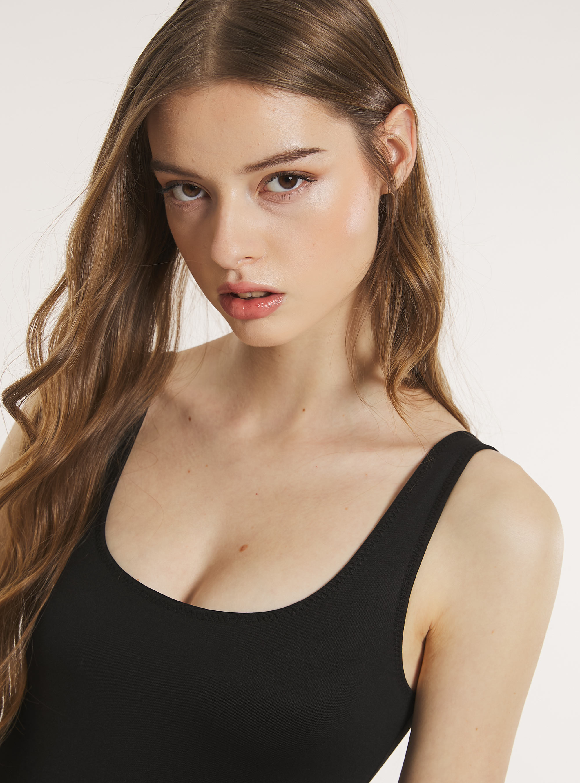 Single stretch jersey bodysuit, BK1 BLACK