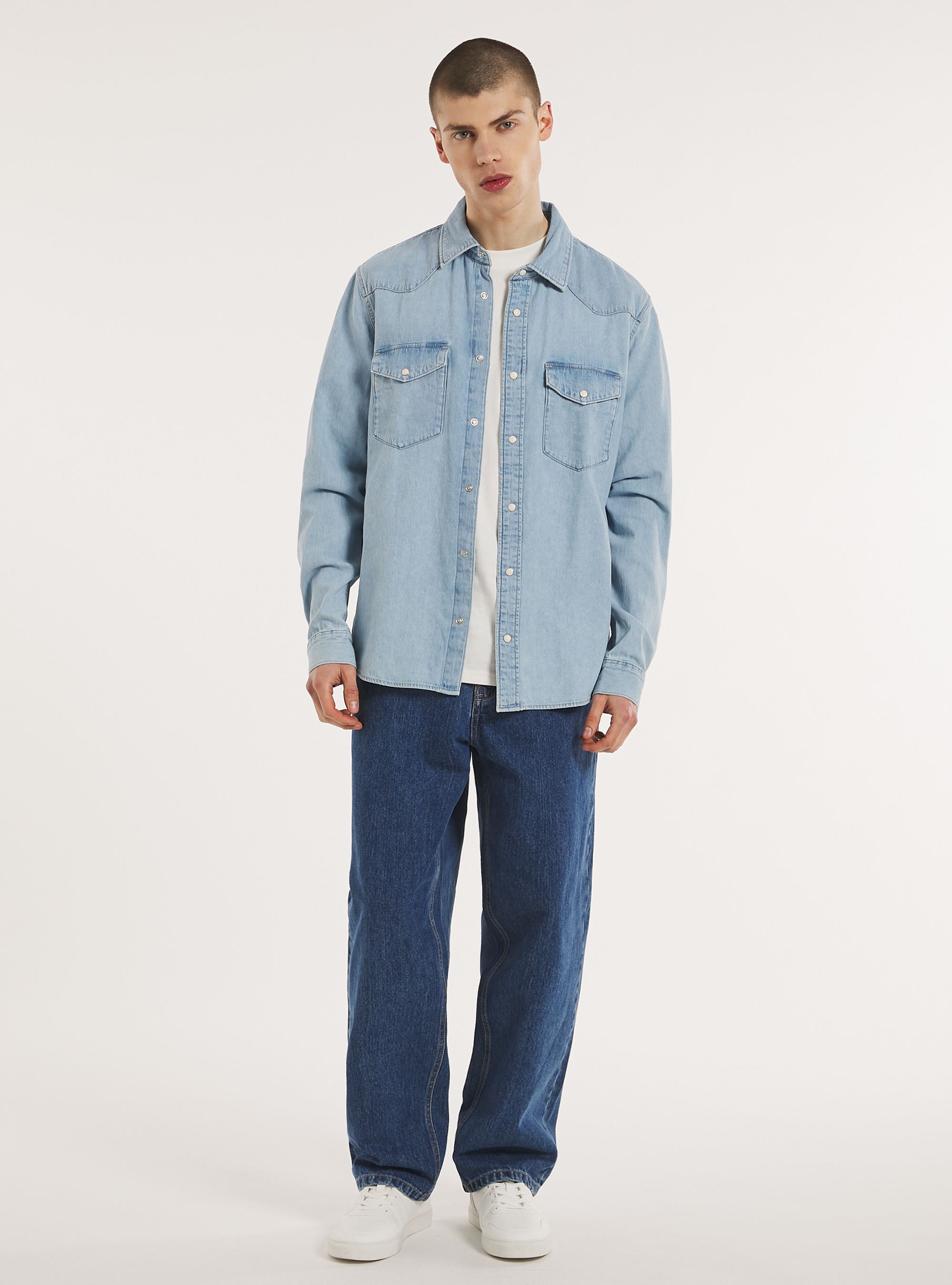 Camisa vaquera, D008 SUPER LIGHT BLUE