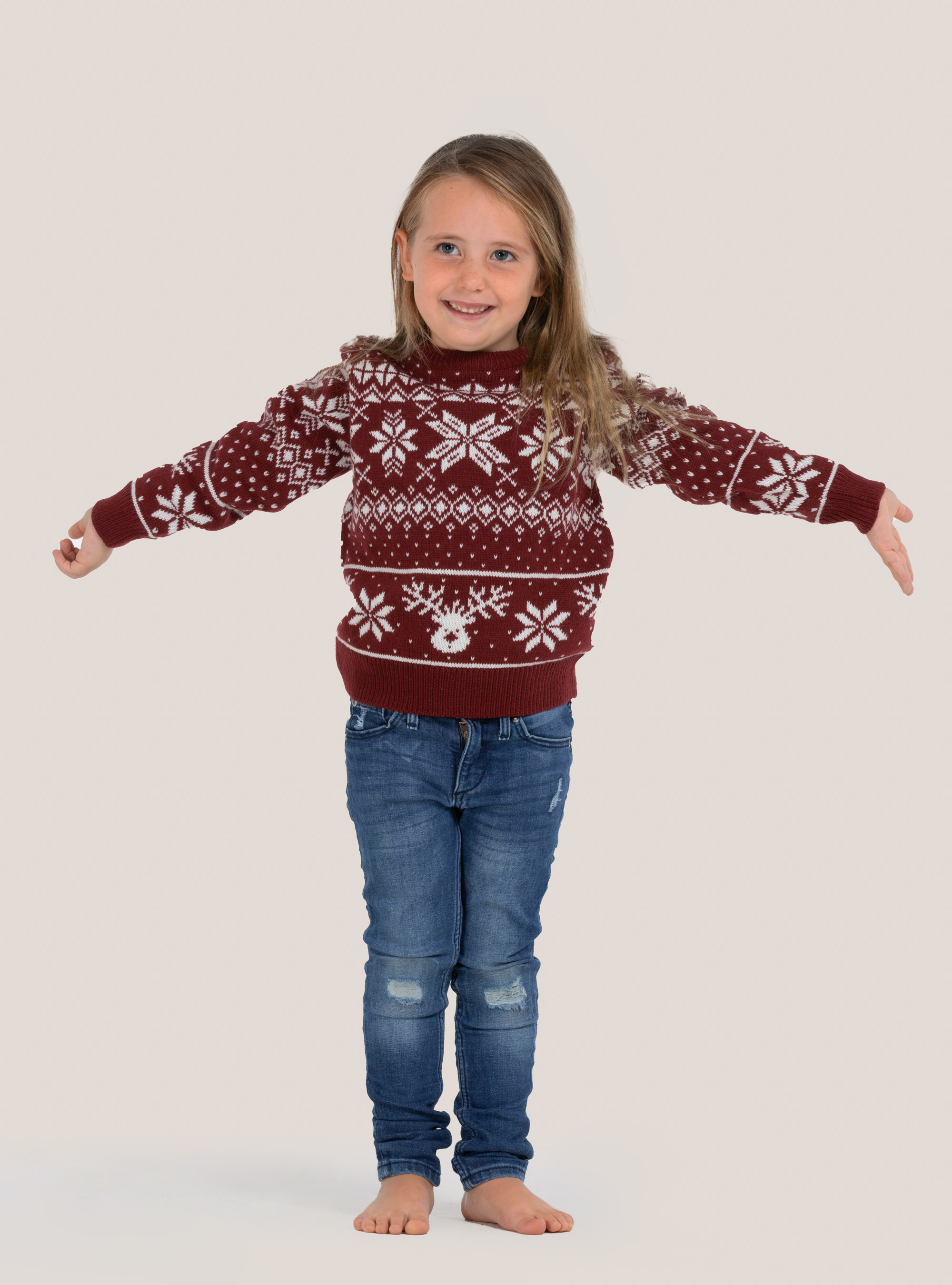 Christmas pullover ''mini me'' with snowflakes, RED