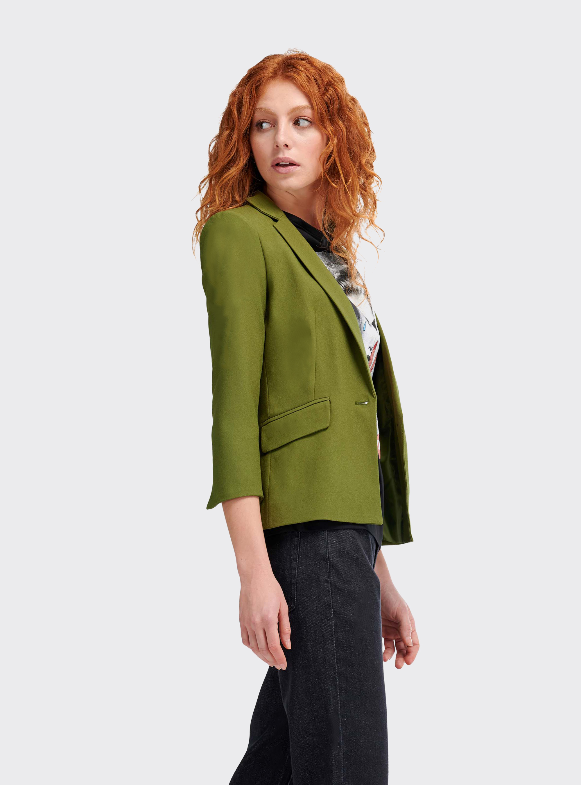 Blazer with a lapel collar, C0616 KAKY