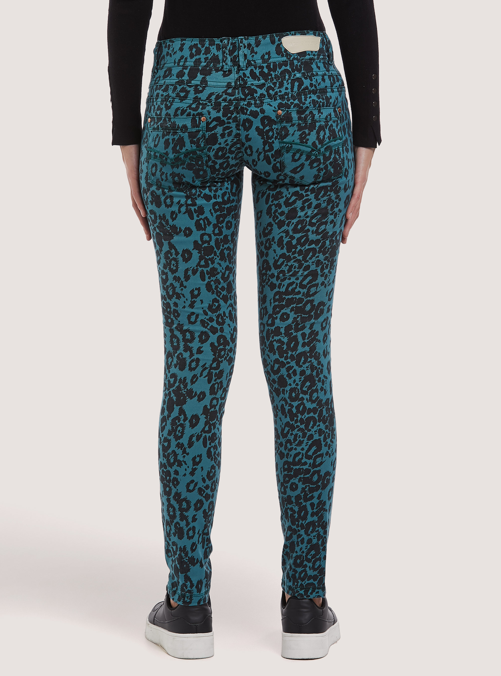 Pantaloni stampati effetto laminato, C641 GREEN