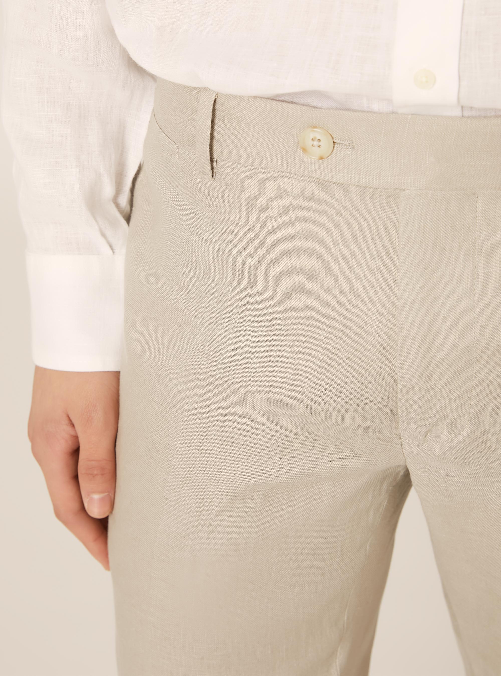 Pantaloni in lino, BG3 BEIGE LIGHT